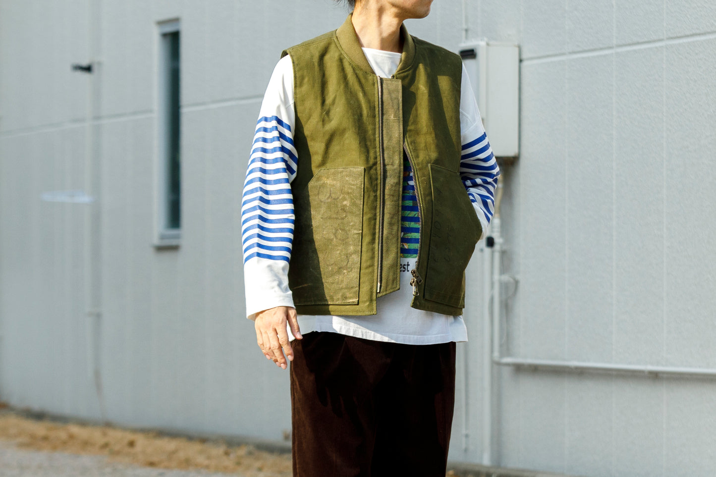 CHANGES CH1055 Remake Border Long Sleeve T - White Type A