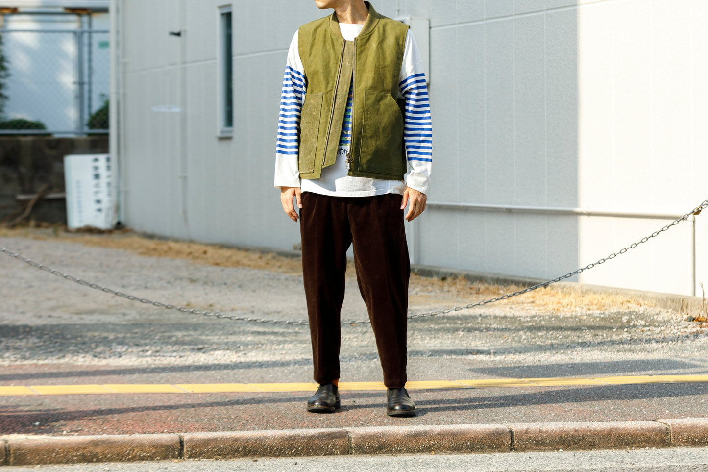 CHANGES CH1055 Remake Border Long Sleeve T - White Type A