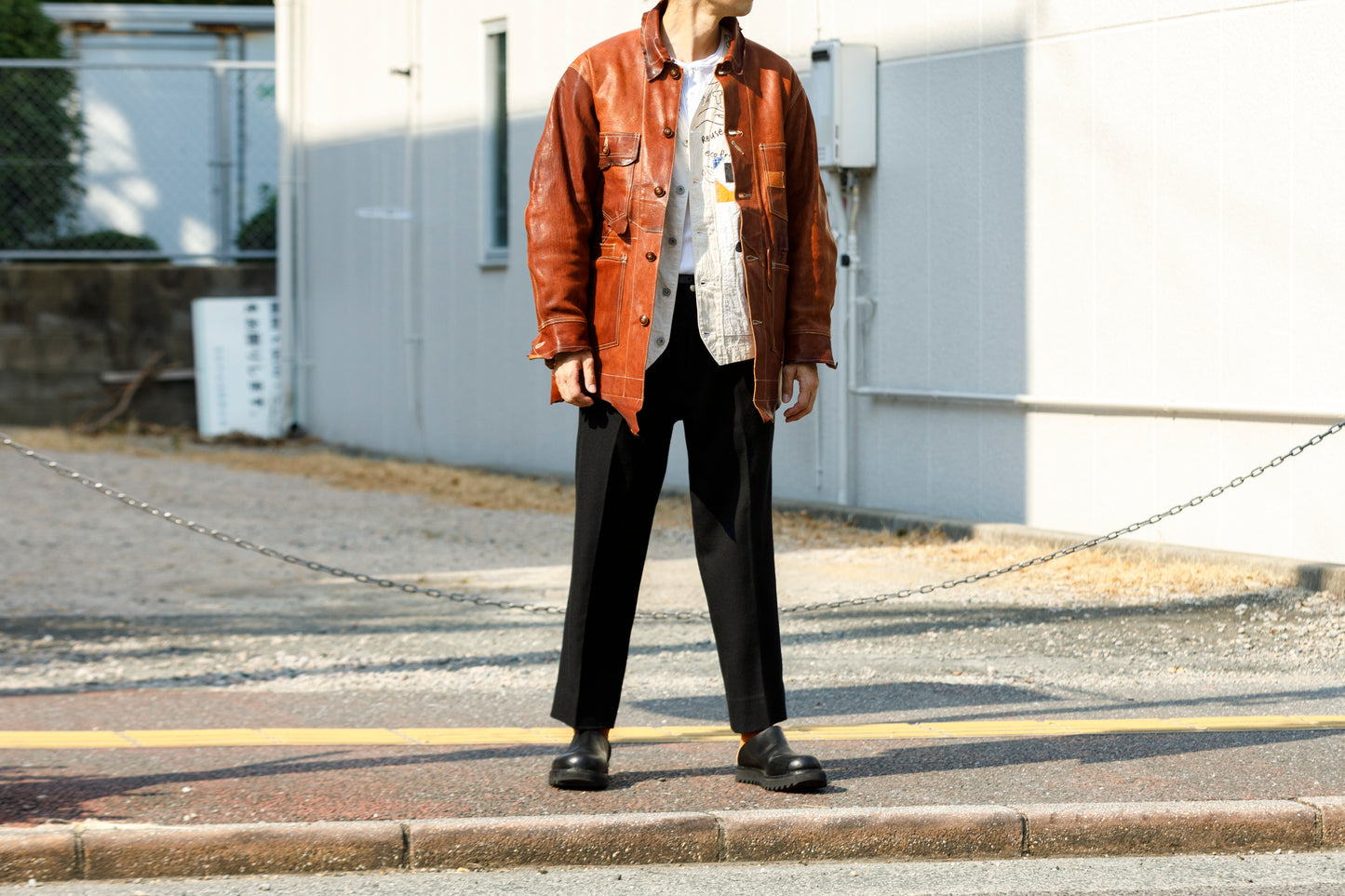 GOODKARMA DEVELOPMENT Leather Chore Coat "HELL'S KITCHEN" ブラウン サイズ2