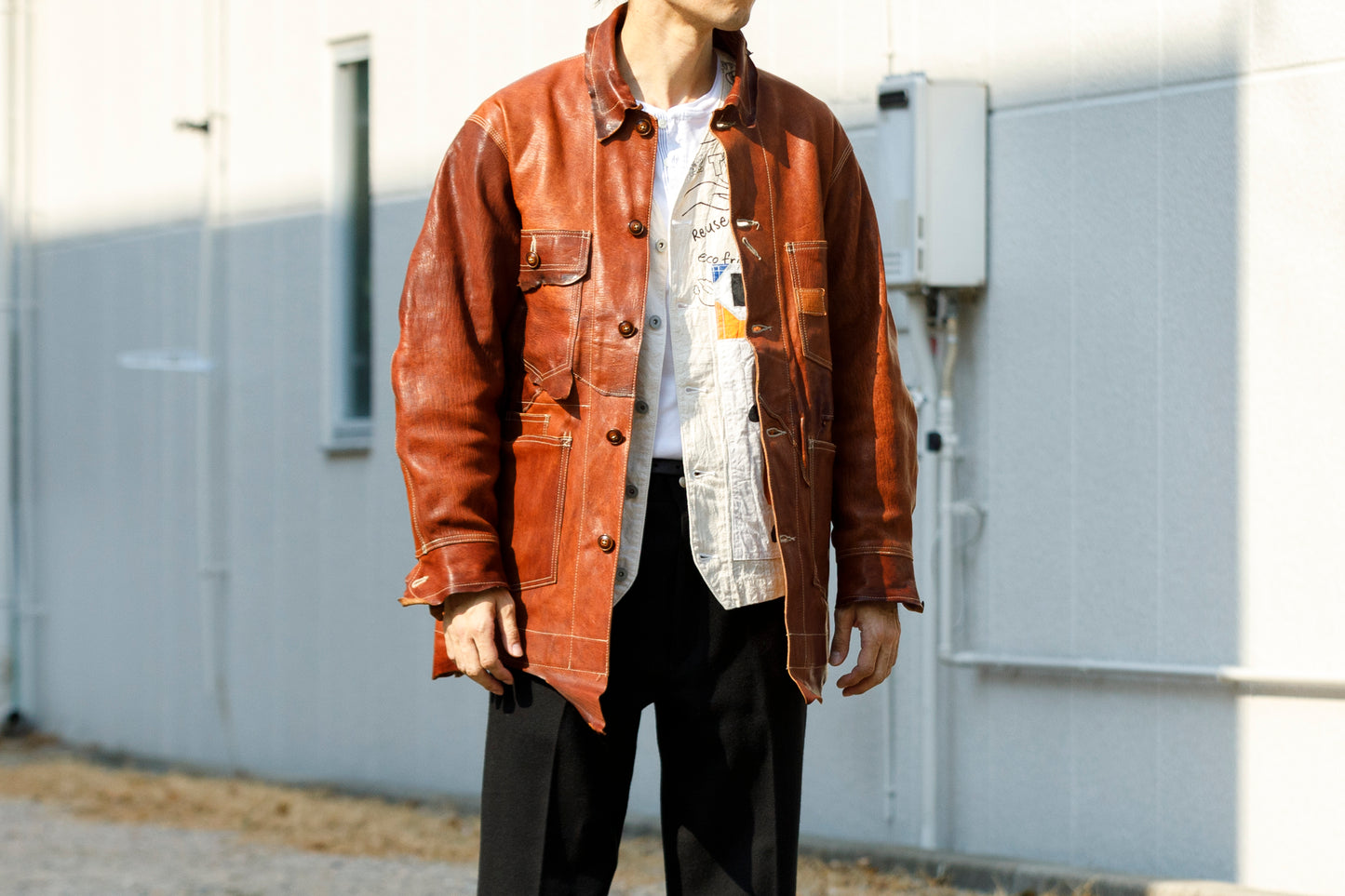 GOODKARMA DEVELOPMENT Leather Chore Coat "HELL'S KITCHEN" ブラウン サイズ2