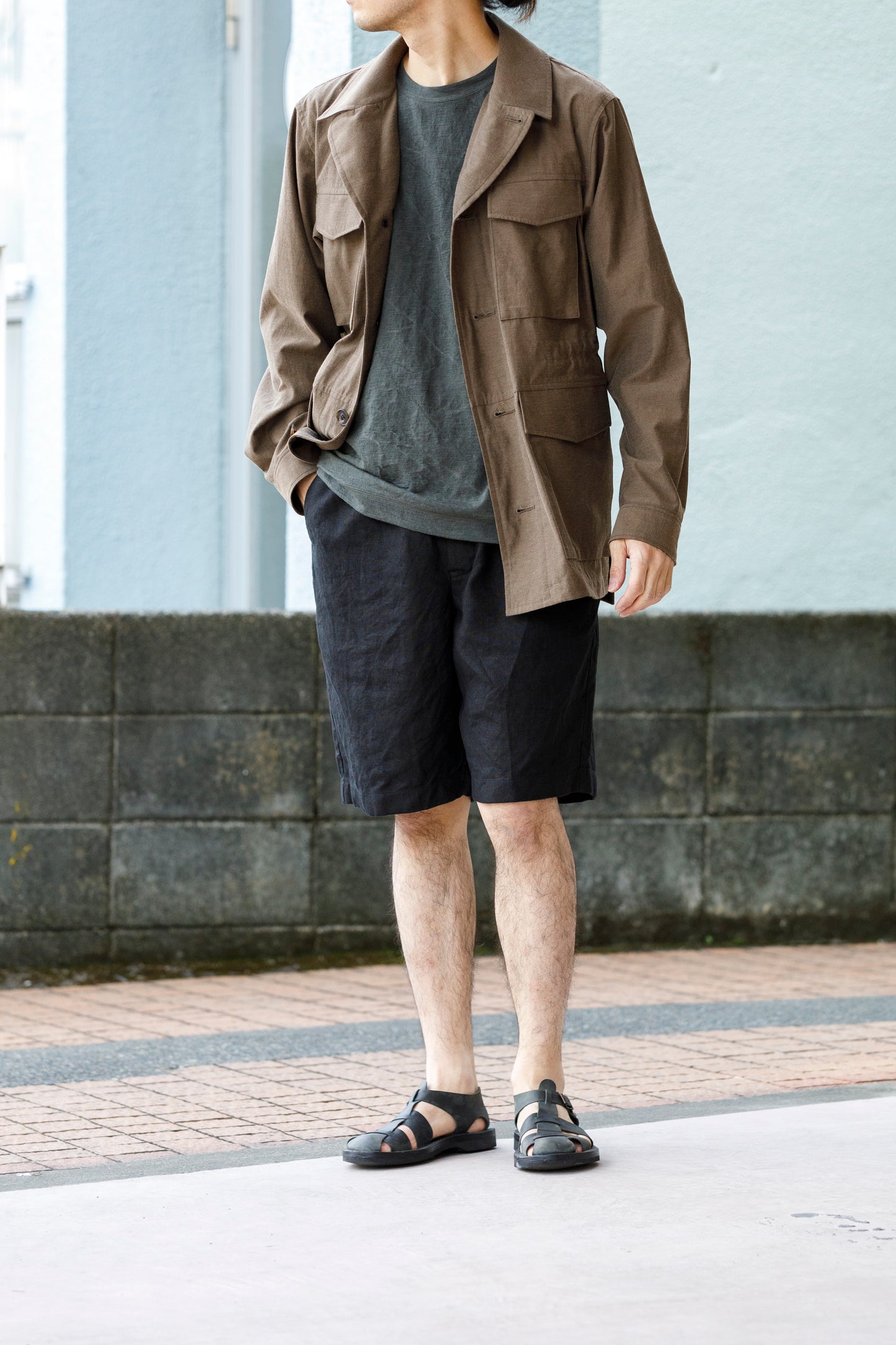 山内 25167 - kuro 黒染ヘビーヘンプクロスショーツ - Size 4