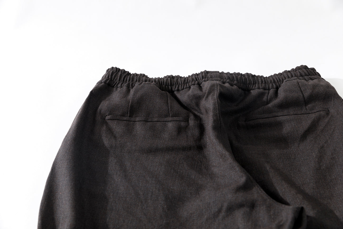 山内 25169-wa / ウールメッシュクロス・パジャマパンツ - charcoal brown(洗い加工)