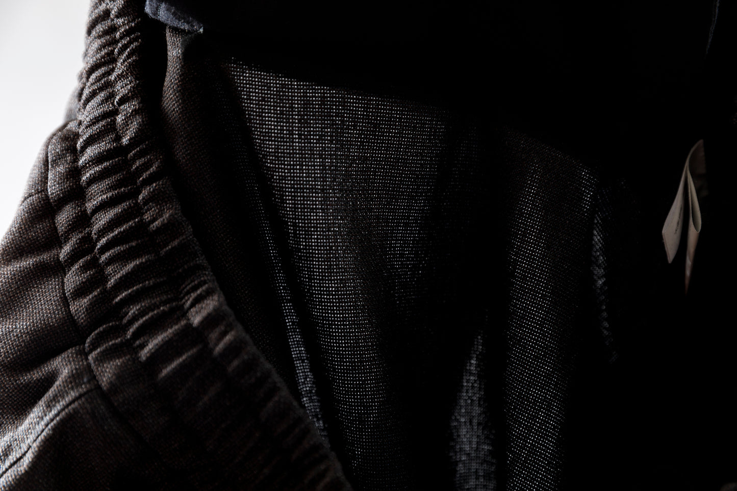 山内 25169-wa / ウールメッシュクロス・パジャマパンツ - charcoal brown(洗い加工)