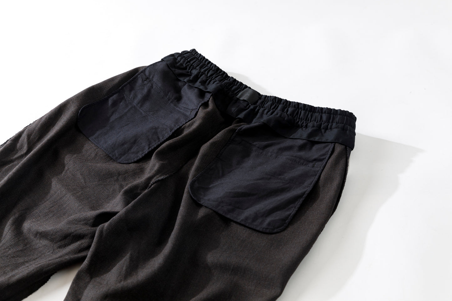 山内 25169-wa / ウールメッシュクロス・パジャマパンツ - charcoal brown(洗い加工)