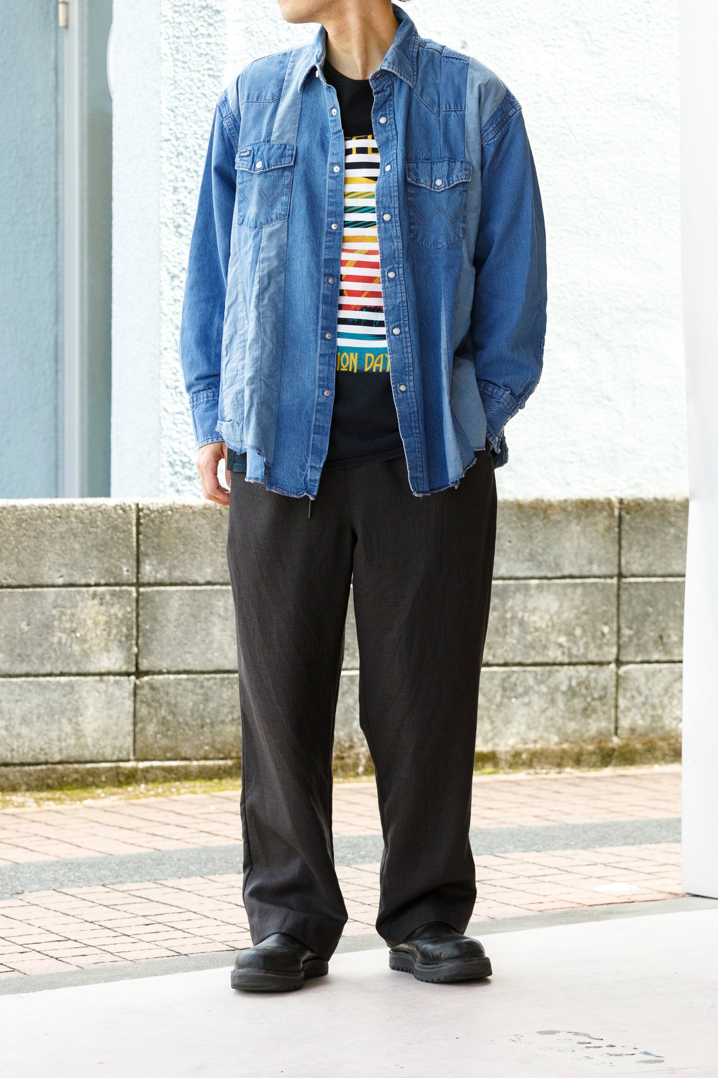 CHANGES CH1055 Remake Border Long Sleeve T - Black Type B