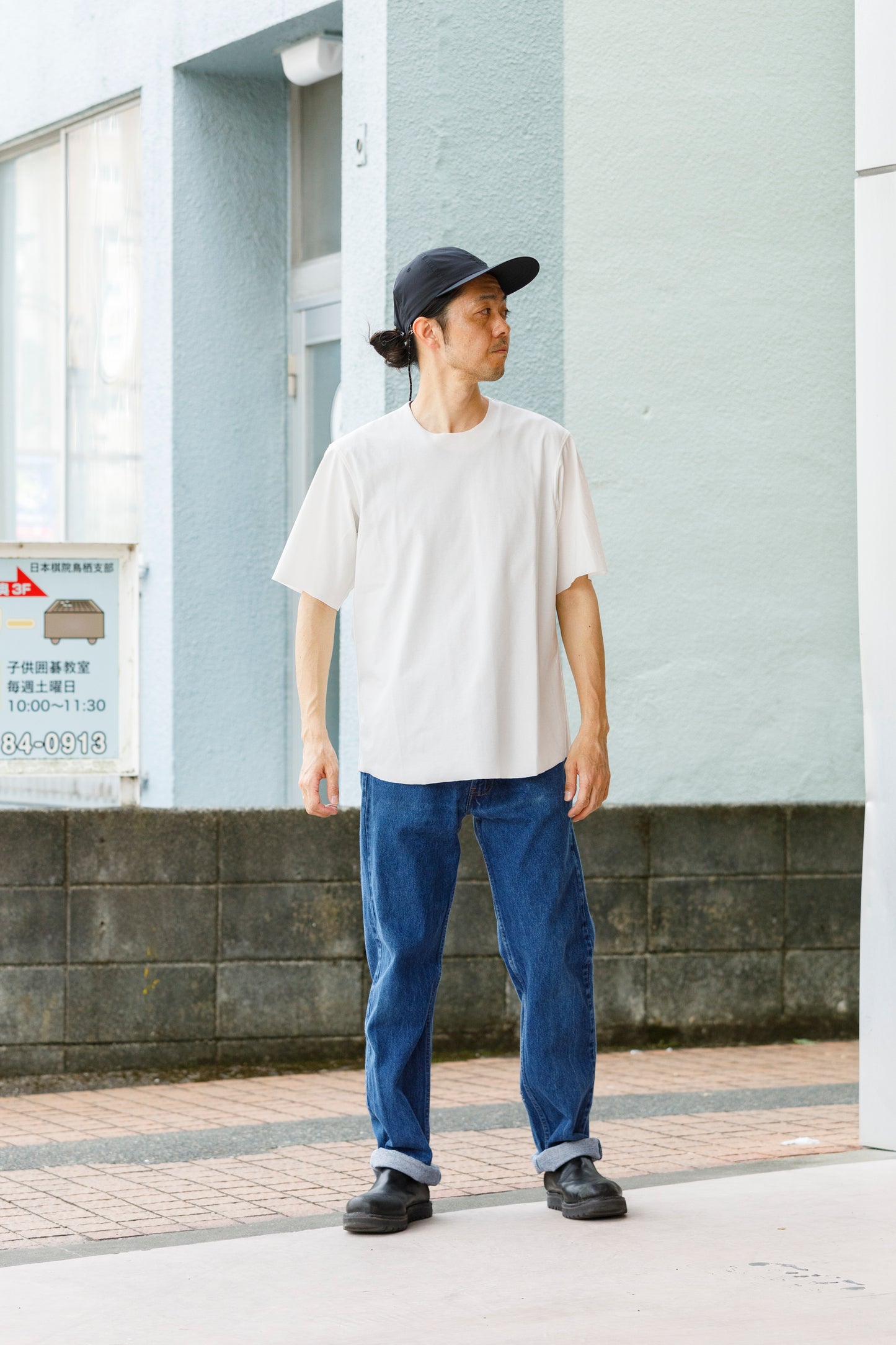 山内 yc55-241 / 強撚フリーカットポンチ・ショートスリーブTシャツ - White