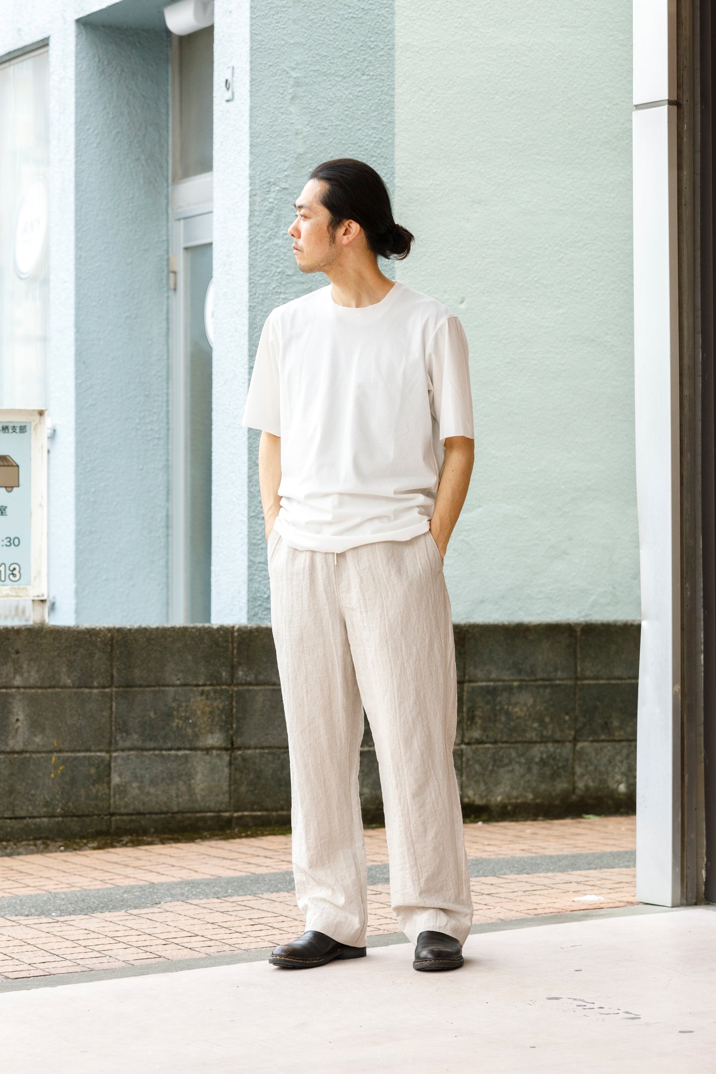 山内 yc55-241 / 強撚フリーカットポンチ・ショートスリーブTシャツ - White
