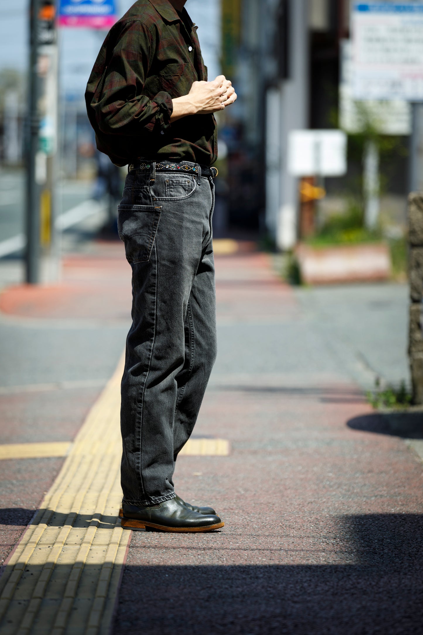 CHANGES CH4083 Remake Denim Pants - BLACK