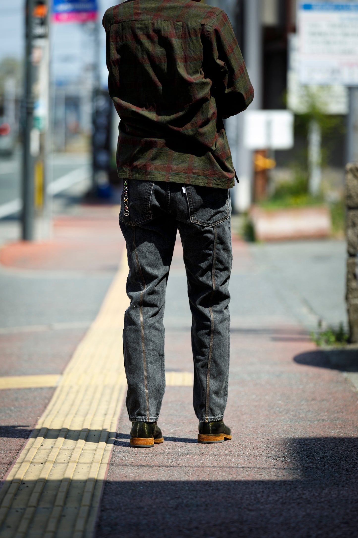 CHANGES CH4083 Remake Denim Pants - BLACK