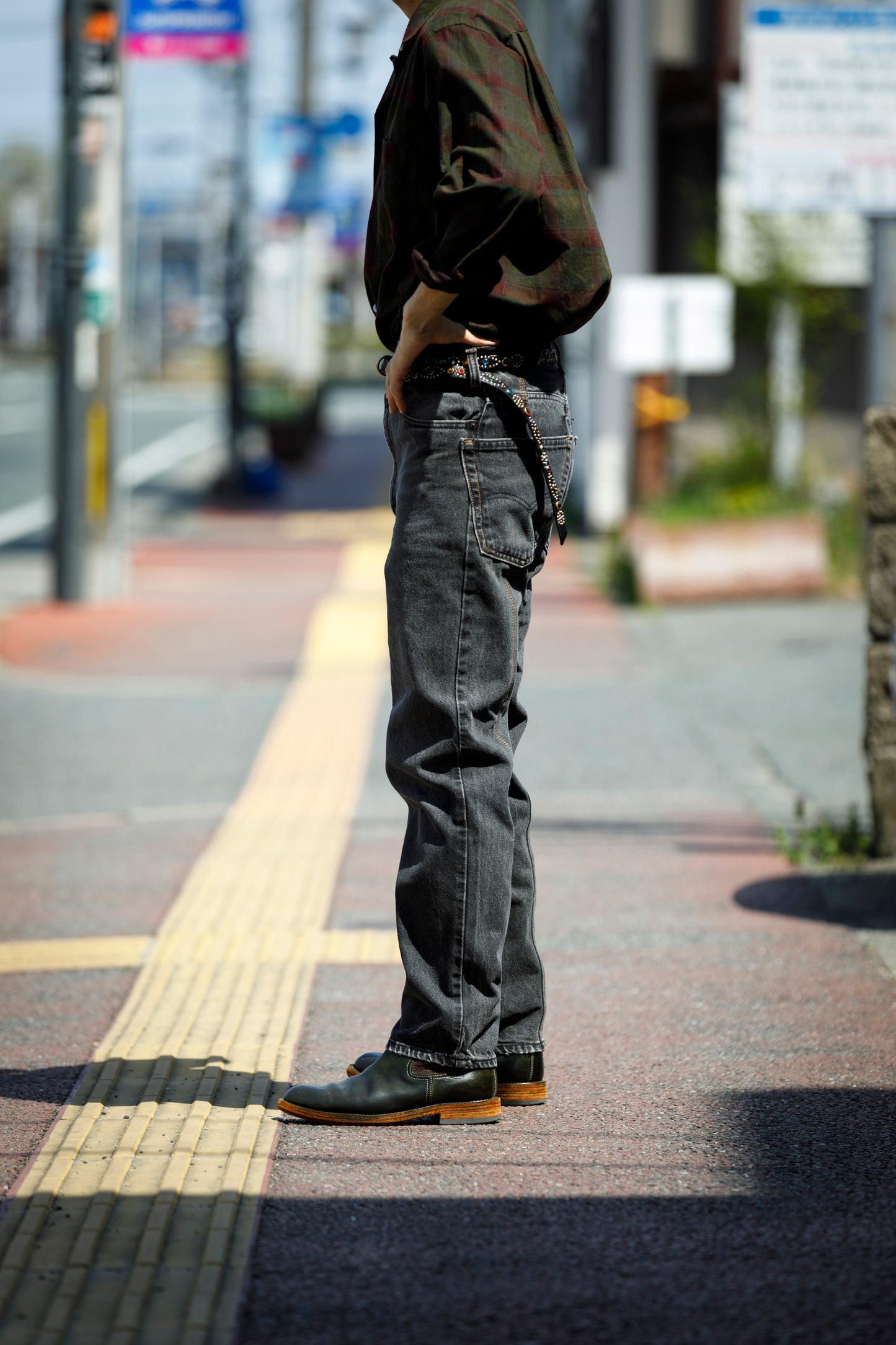 CHANGES CH4083 Remake Denim Pants - BLACK