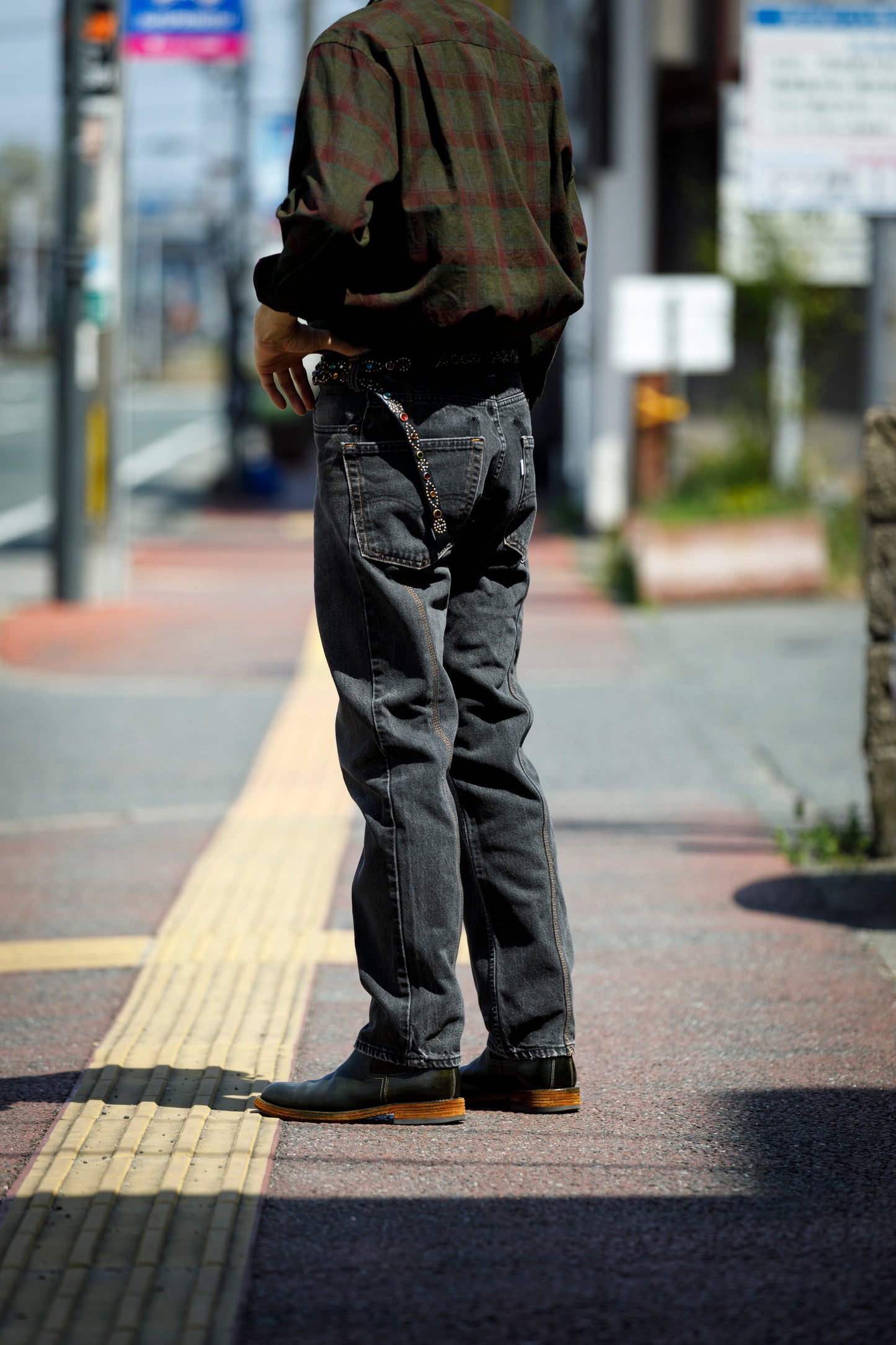 CHANGES CH4083 Remake Denim Pants - BLACK