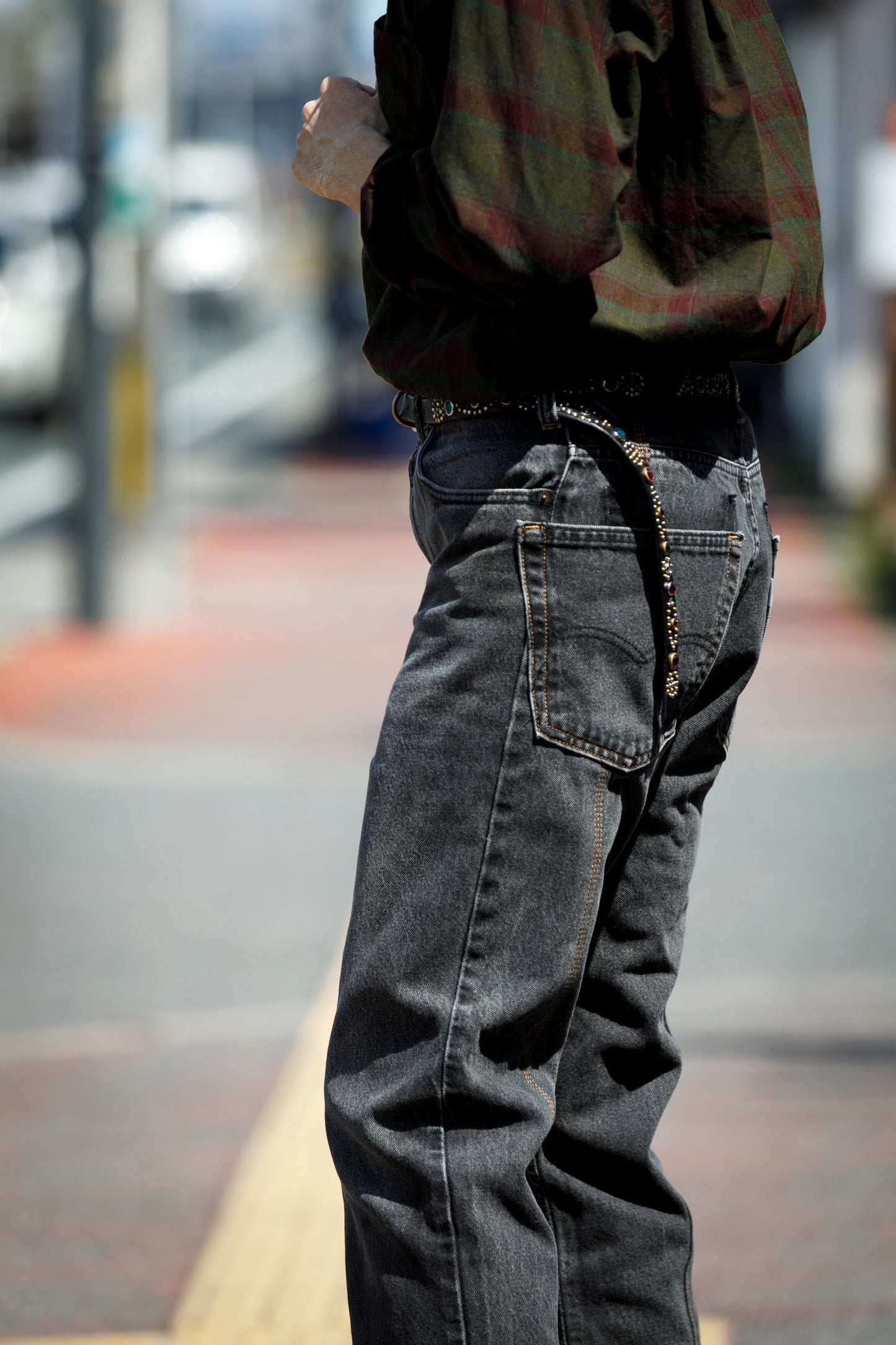 CHANGES CH4083 Remake Denim Pants - BLACK