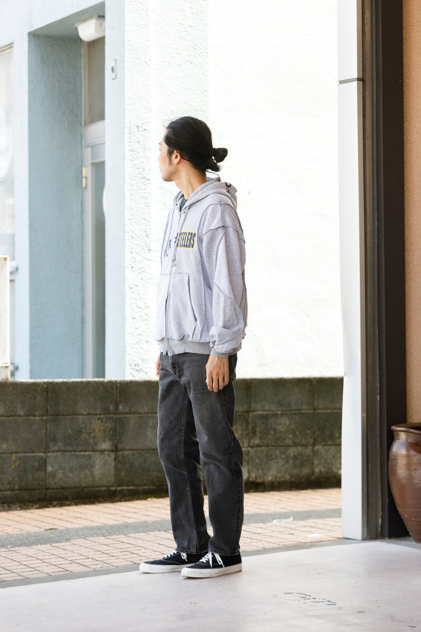 CHANGES CH4083 Remake Denim Pants - BLACK