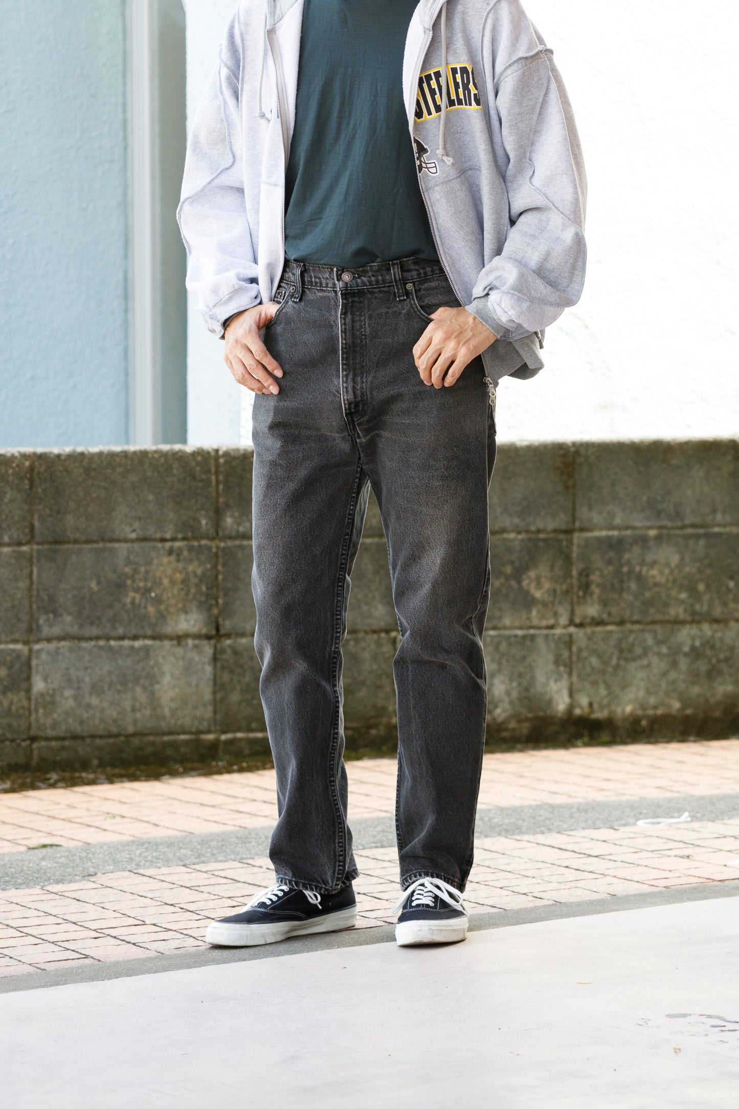 CHANGES CH4083 Remake Denim Pants - BLACK