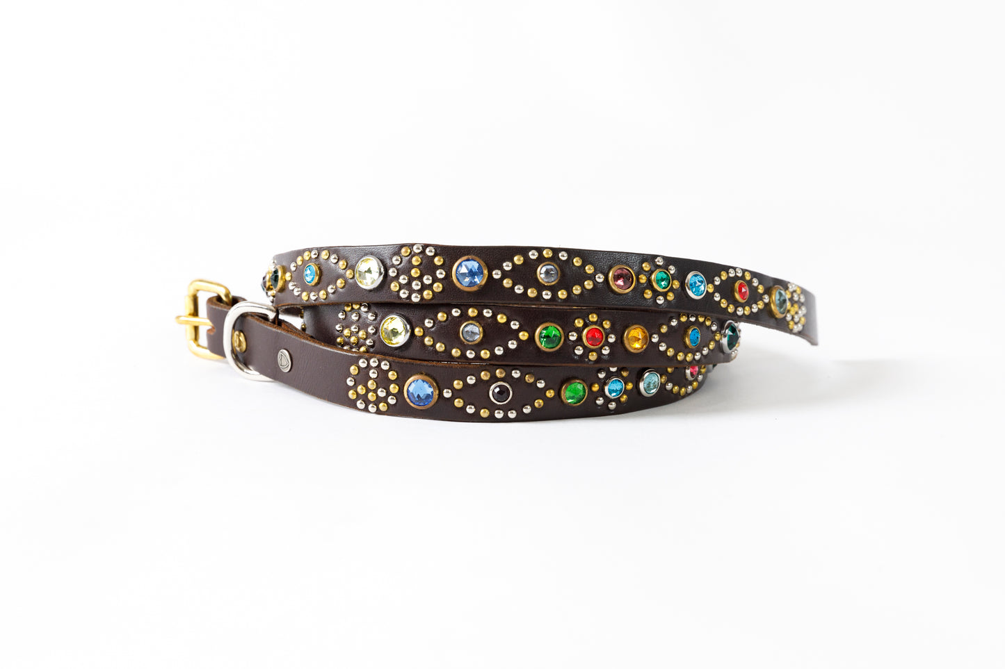 GOODKARMA DEVELOPMENT Narrow Studs Belt "ASHBURY" ブラウン サイズ3(34インチ)