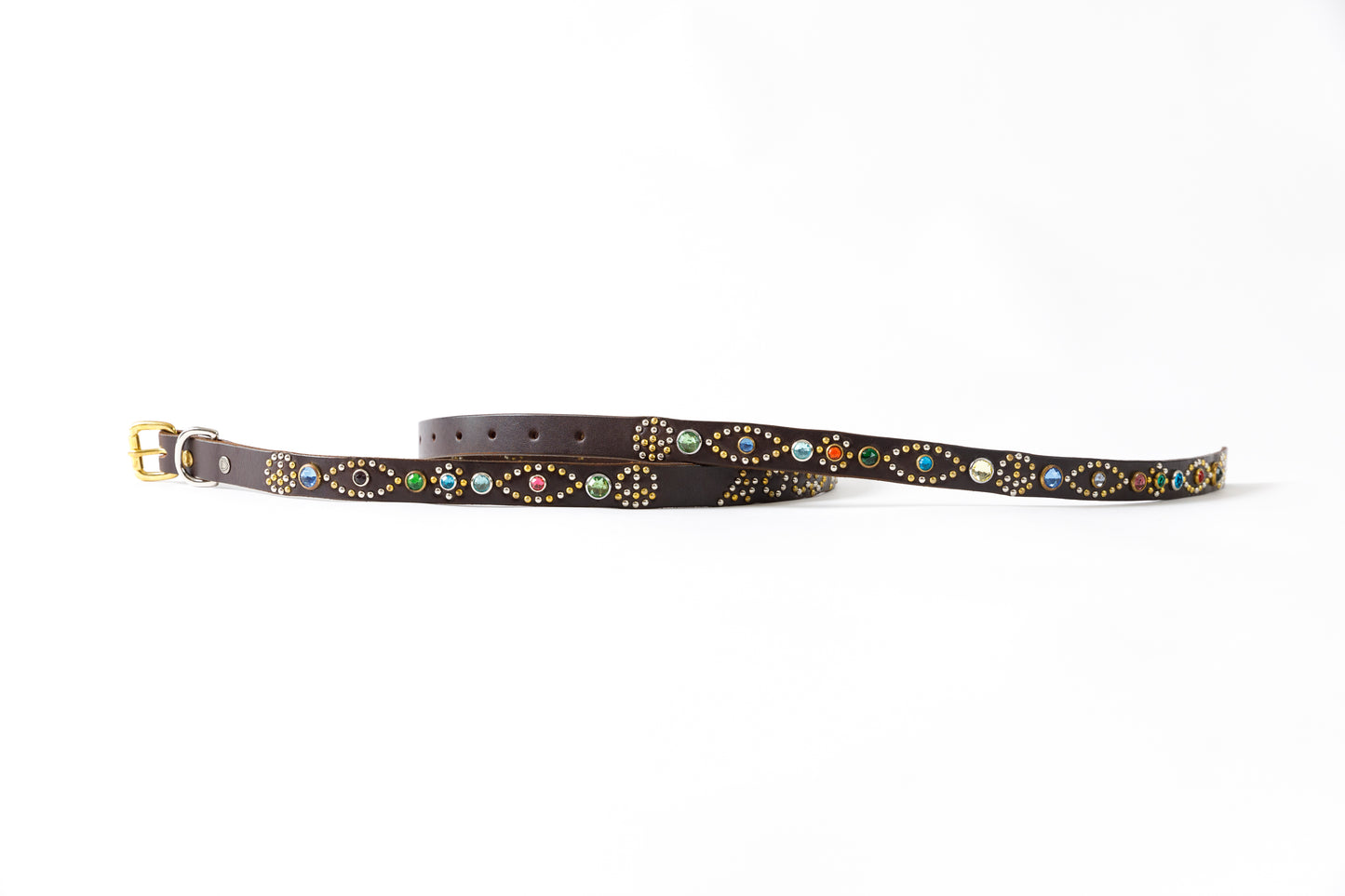 GOODKARMA DEVELOPMENT Narrow Studs Belt "ASHBURY" ブラウン サイズ3(34インチ)