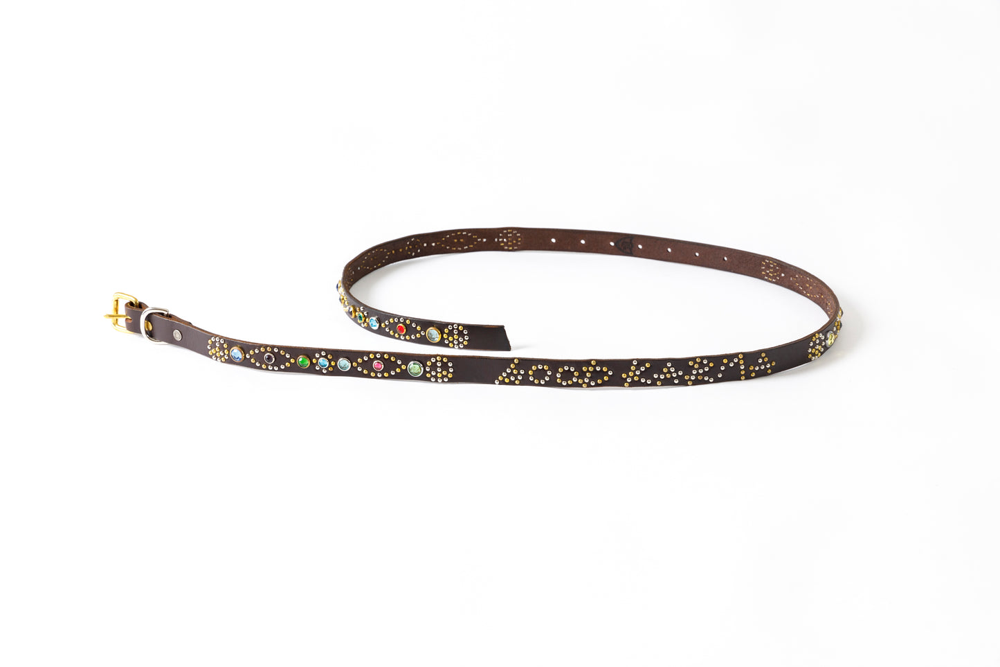 GOODKARMA DEVELOPMENT Narrow Studs Belt "ASHBURY" ブラウン サイズ3(34インチ)