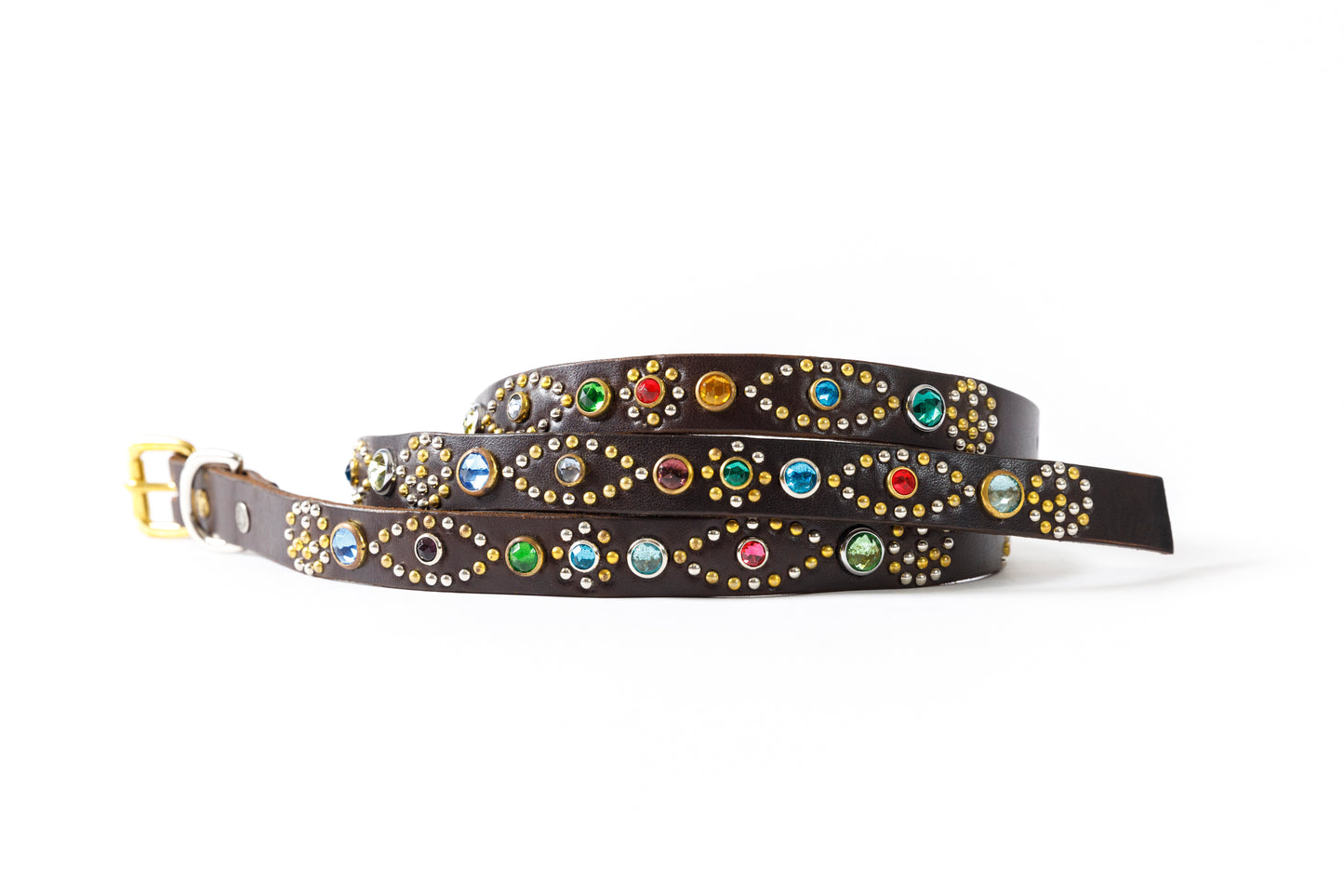 GOODKARMA DEVELOPMENT Narrow Studs Belt "ASHBURY" ブラウン サイズ3(34インチ)