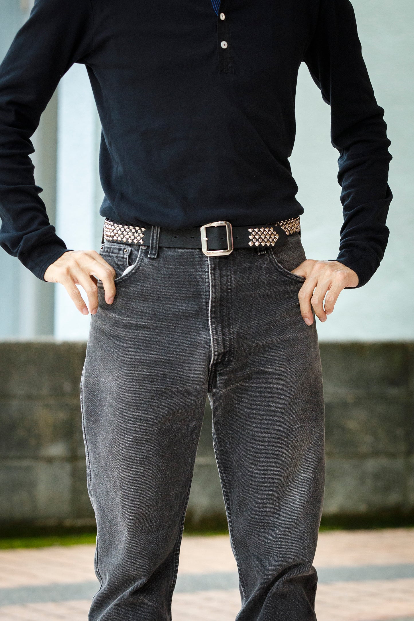 Willow Pants R-012 Studs Belt - Black