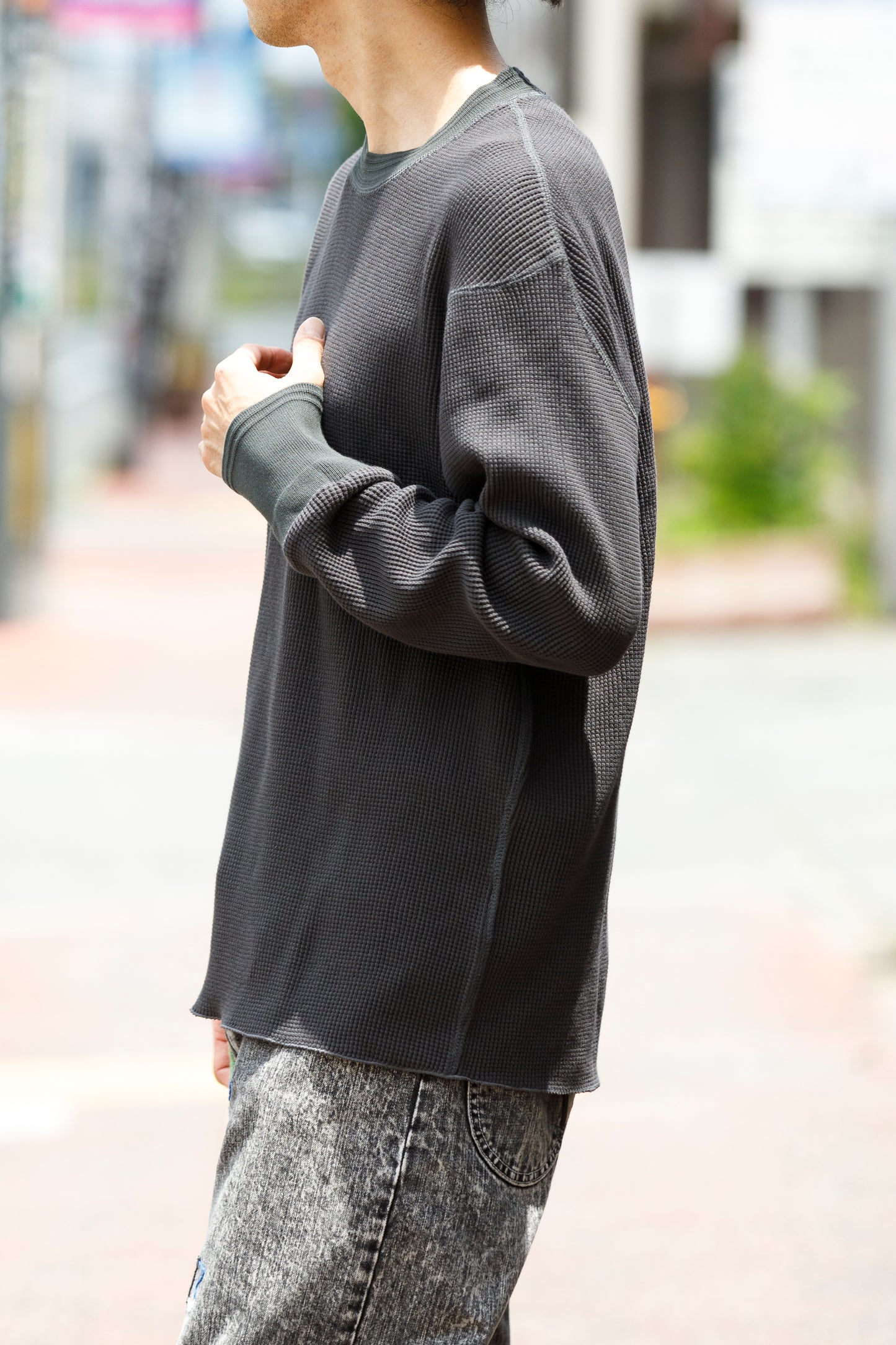 WONDER ROOM WWA-001 "WAFFLE" l/s waffle thermal tee - V gray