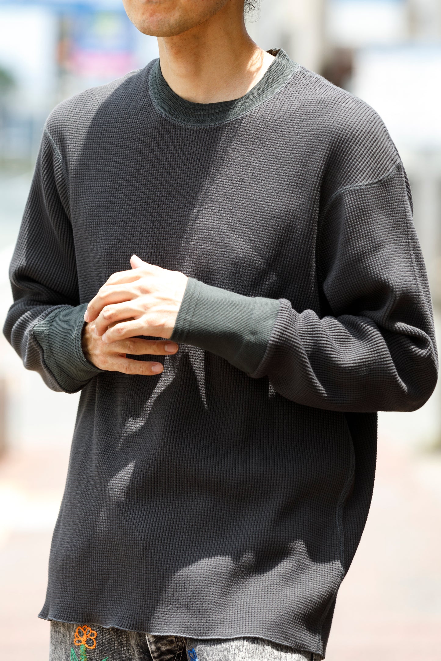 WONDER ROOM WWA-001 "WAFFLE" l/s waffle thermal tee - V gray