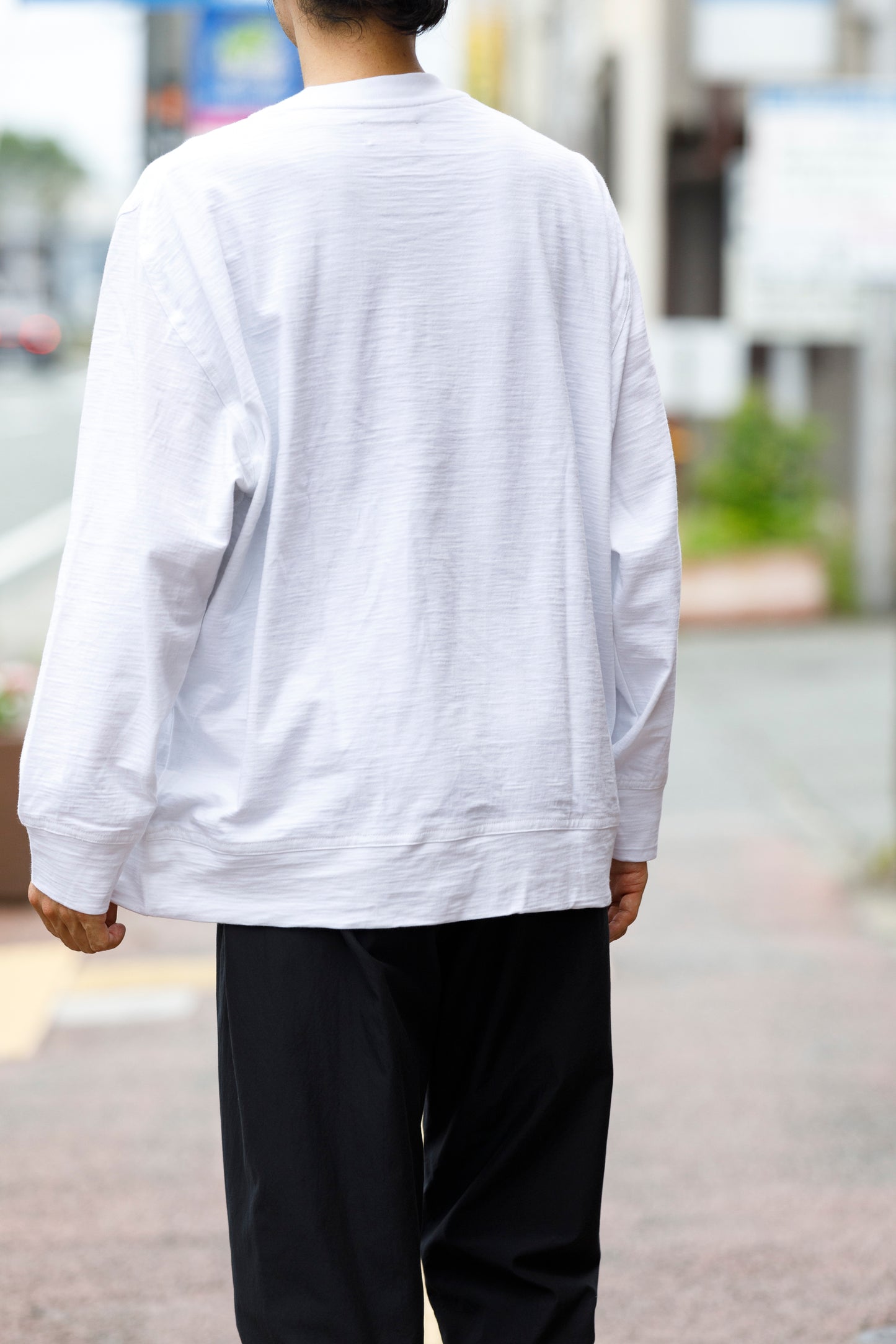 WONDER ROOM WSH-001 "SHADOW" l/s crewneck tee - White