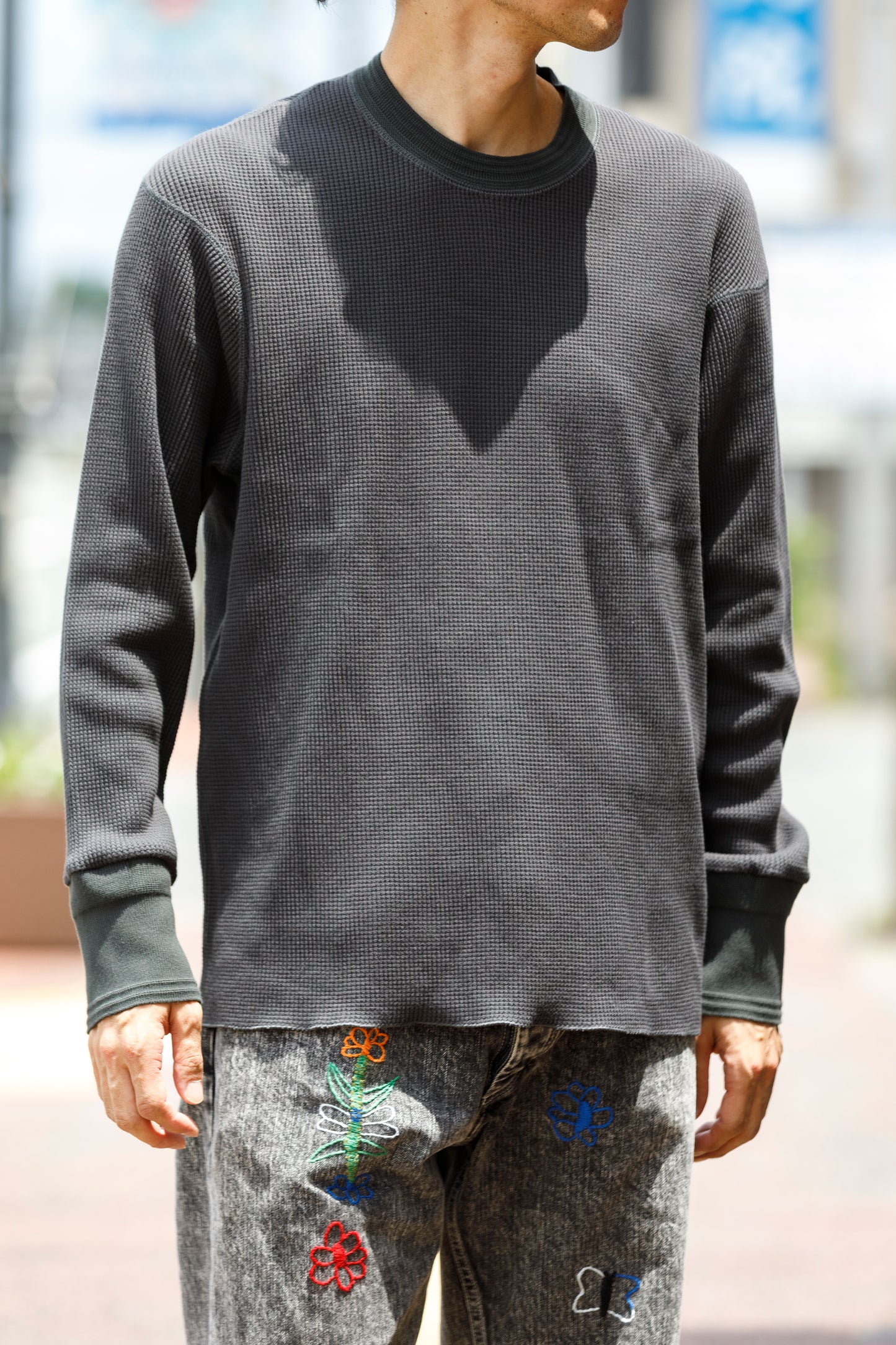 WONDER ROOM WWA-001 "WAFFLE" l/s waffle thermal tee - V gray
