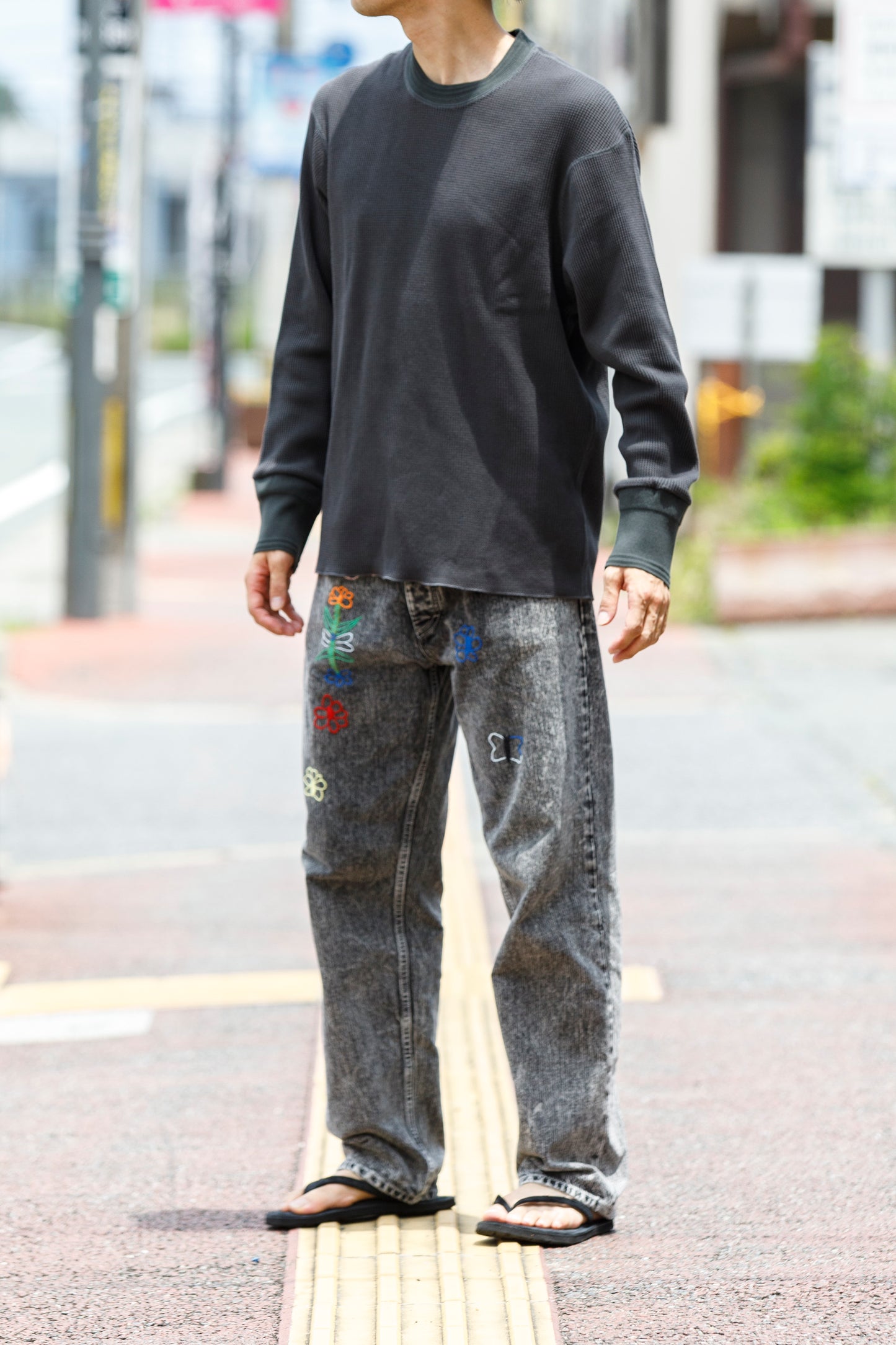 WONDER ROOM WWA-001 "WAFFLE" l/s waffle thermal tee - V gray