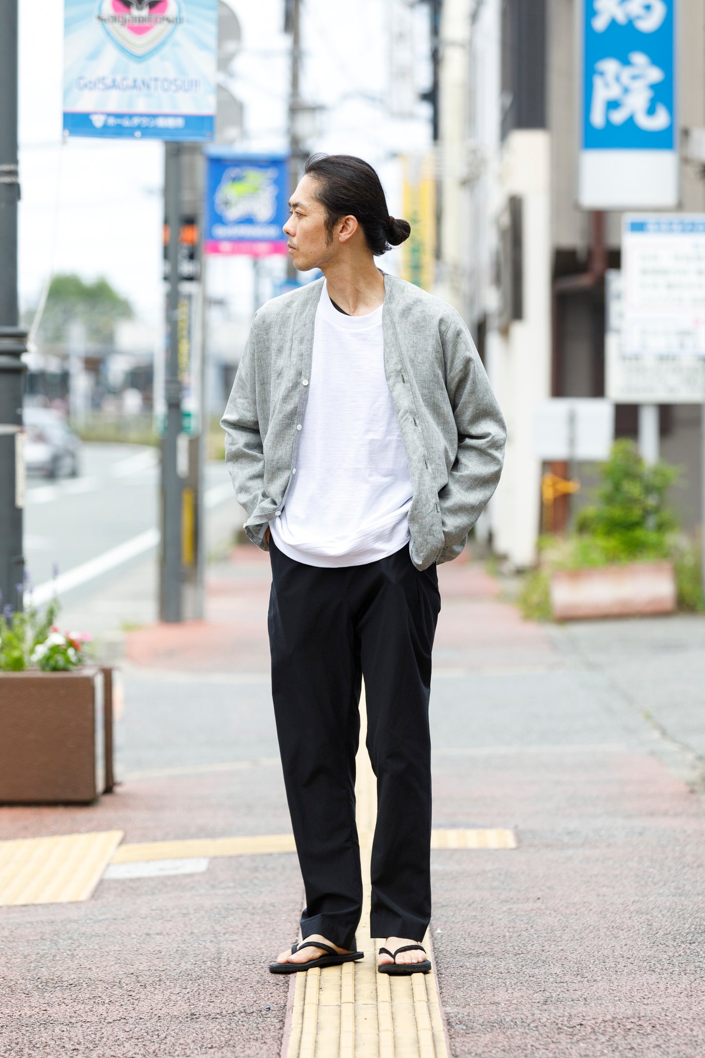 WONDER ROOM WSH-001 "SHADOW" l/s crewneck tee - White
