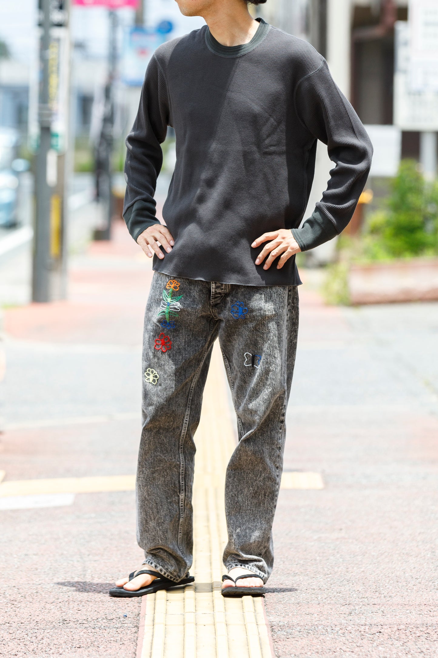 WONDER ROOM WWA-001 "WAFFLE" l/s waffle thermal tee - V gray