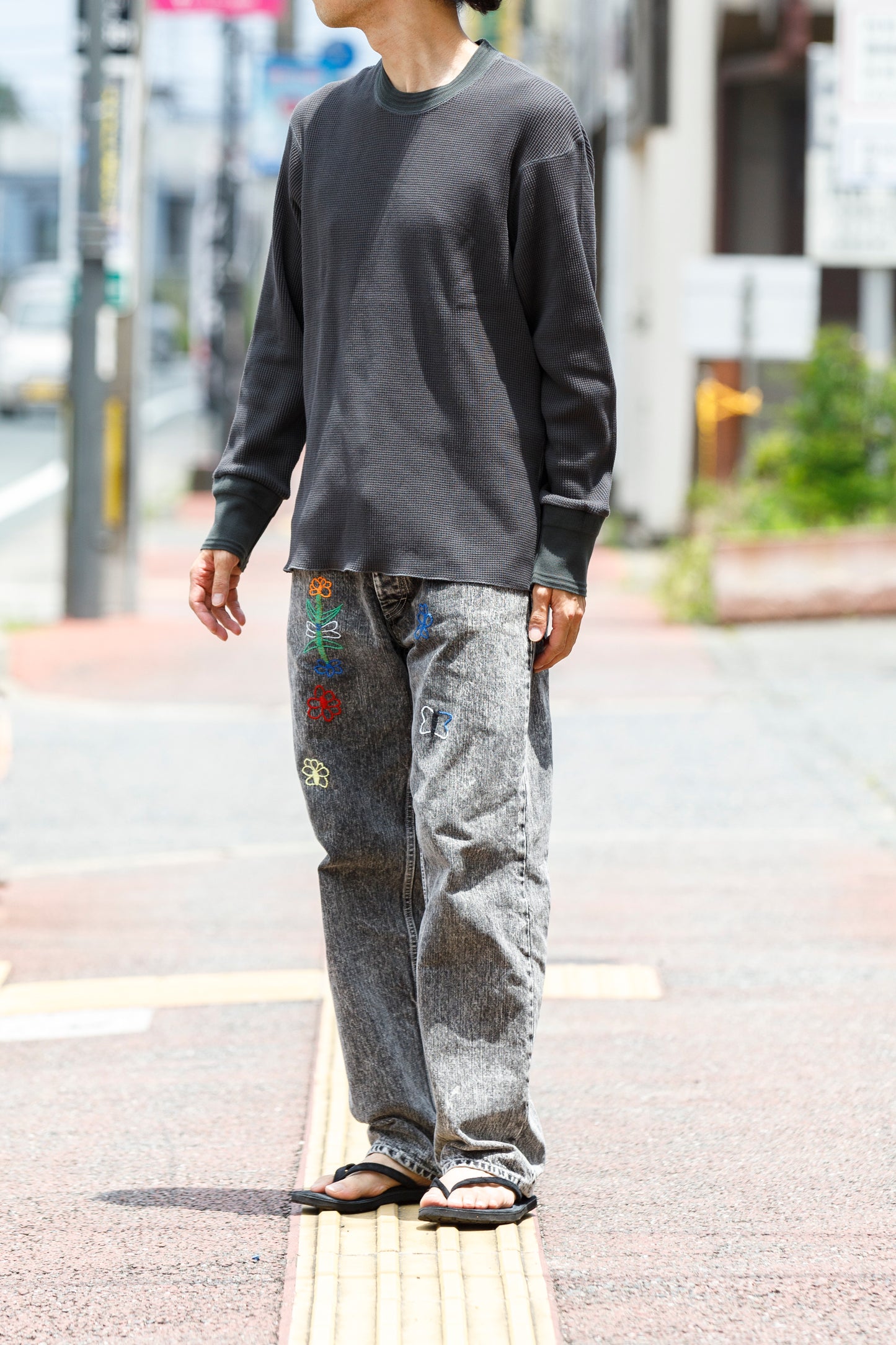 WONDER ROOM WWA-001 "WAFFLE" l/s waffle thermal tee - V gray