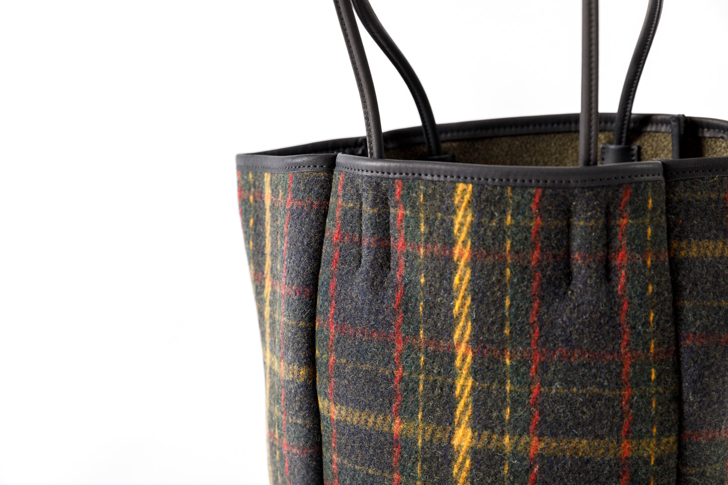 AMIACALVA A202 OILED COTTON WOOL TOTE (M) - PLAID