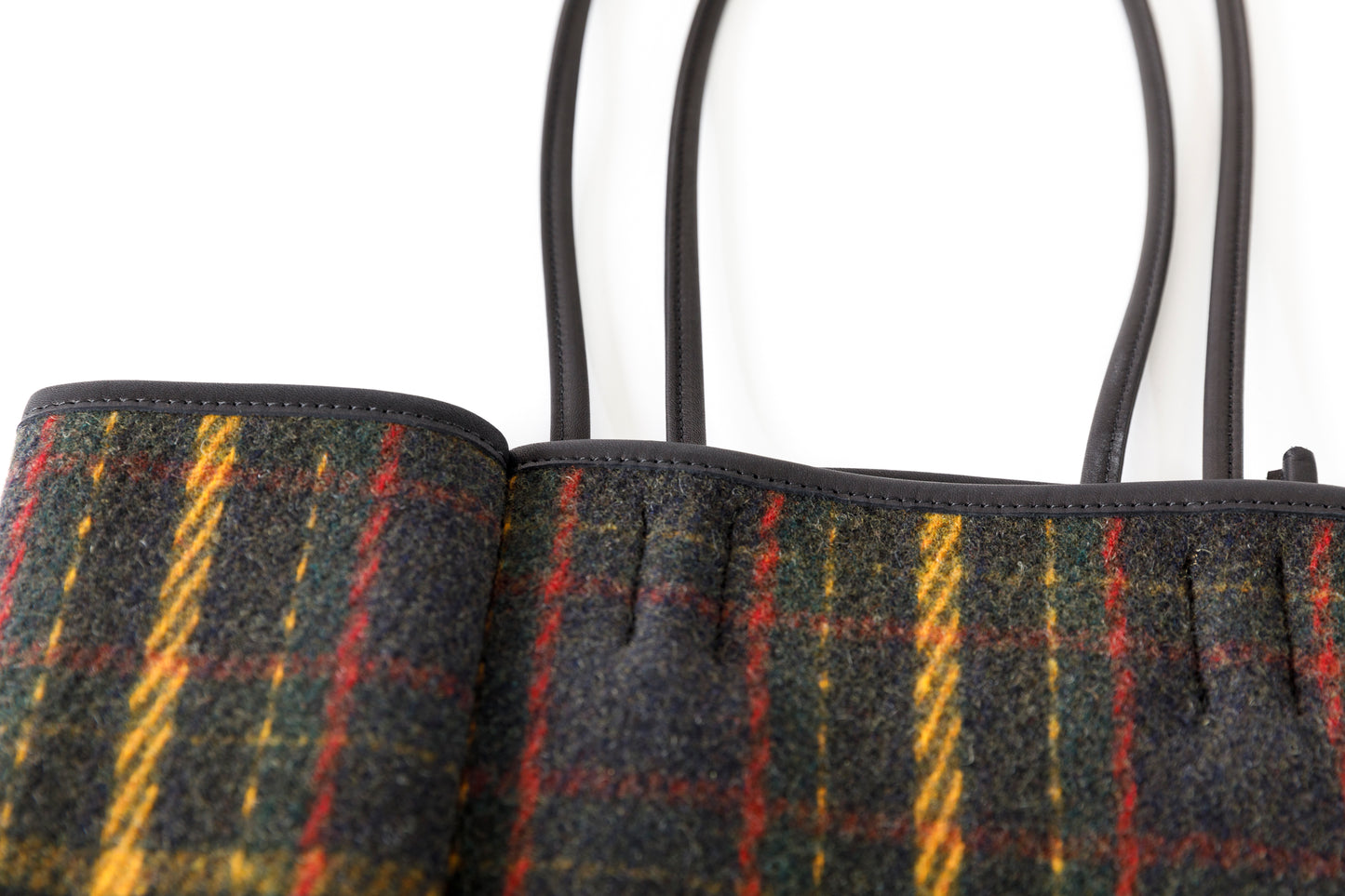 AMIACALVA A202 OILED COTTON WOOL TOTE (M) - PLAID