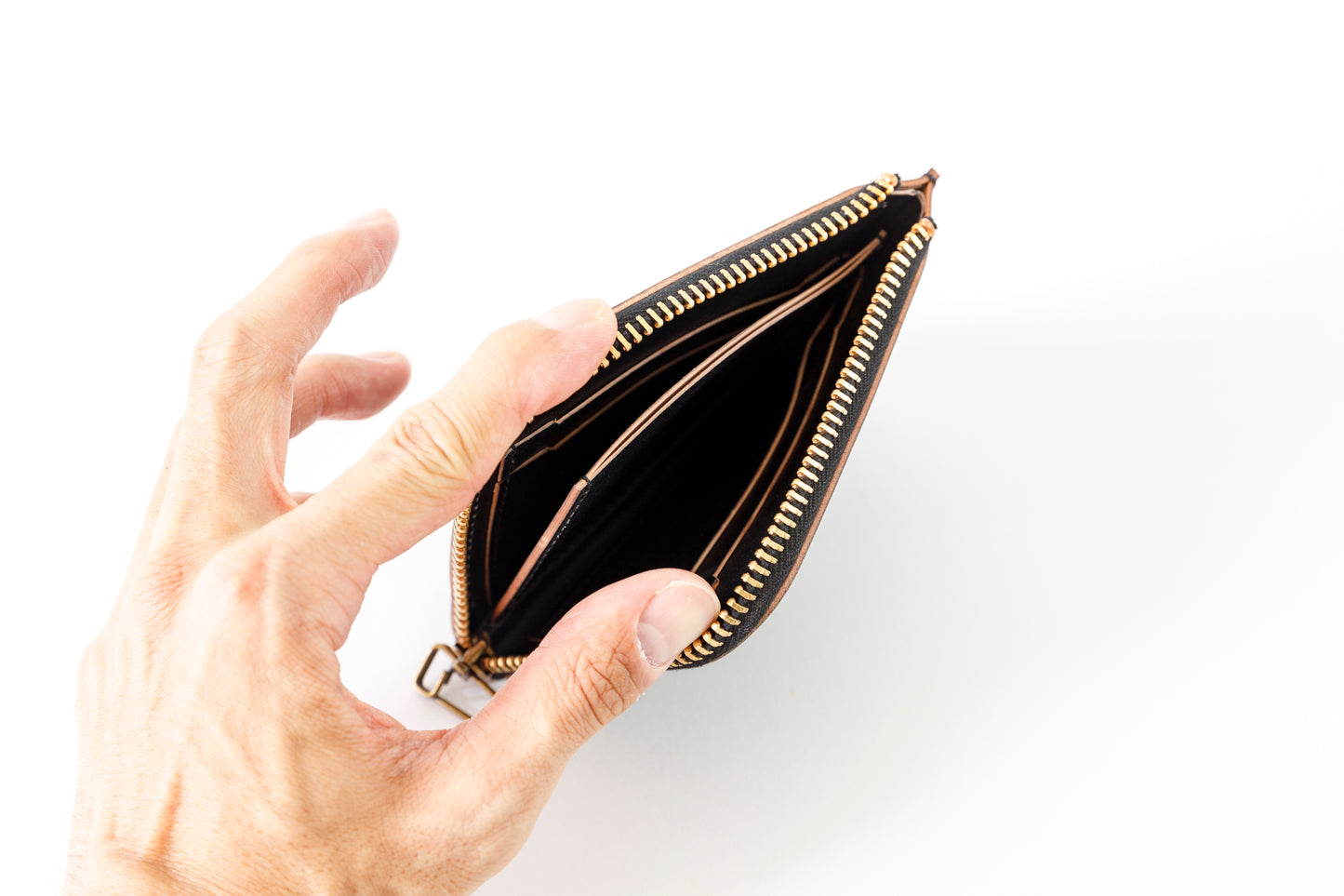 AMIACALVA AK043 CORDOVAN SHORT WALLET - Black