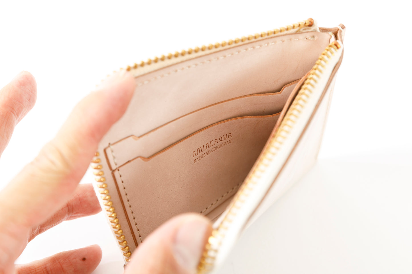 AMIACALVA AK043 CORDOVAN SHORT WALLET - Natural