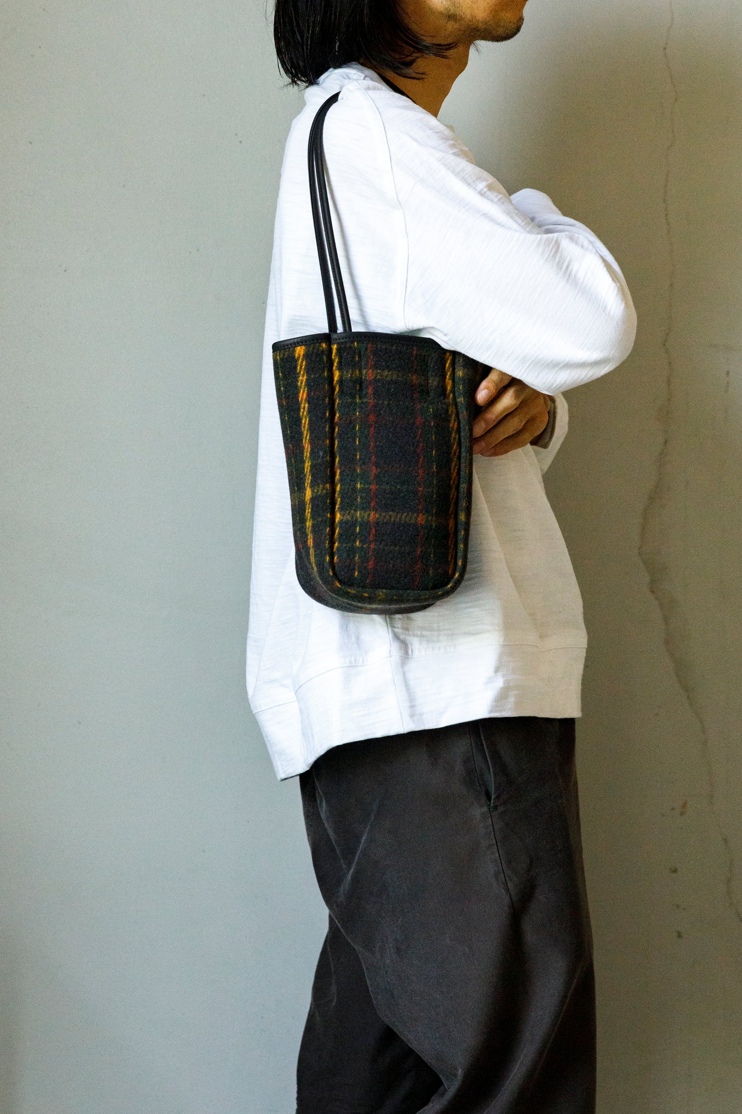 AMIACALVA A202 OILED COTTON WOOL TOTE (S) - PLAID