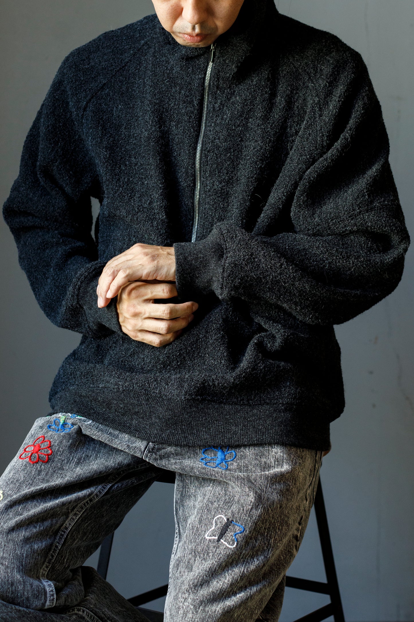 山内 25236 / アルパカボア・ジッププルオーバー - ash gray
