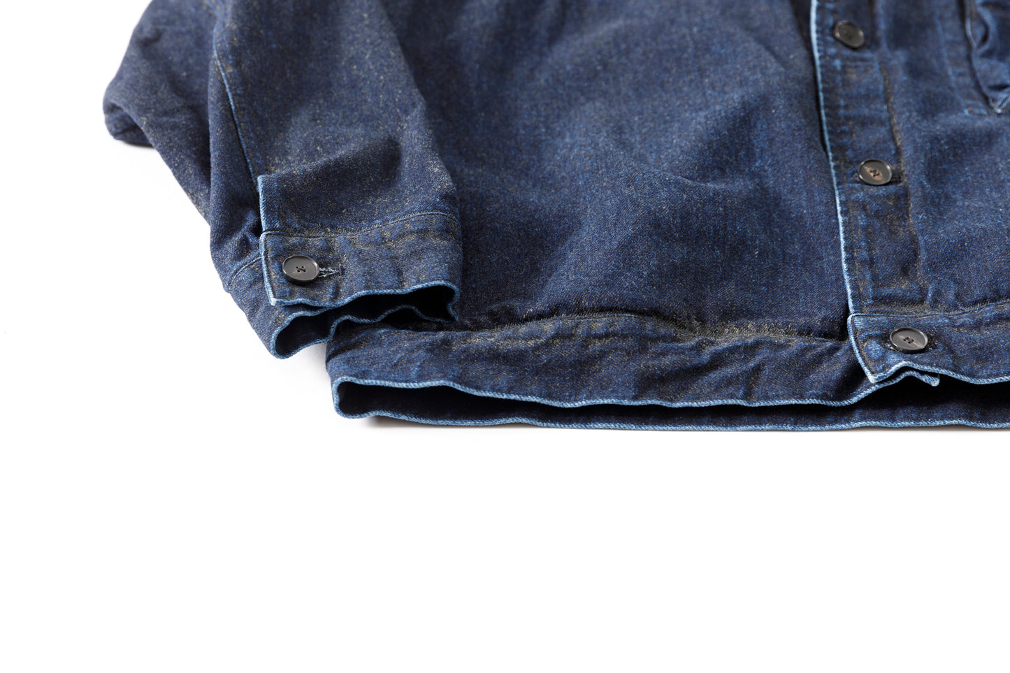 NULABEL / 522-204 URUSHI COATED DENIM TRUCKER JACKET - COAL BLACK
