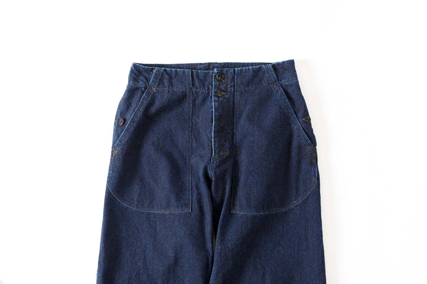 NULABEL / 522-701 URUSHI COATED DENIM TROUSERS - COAL BLACK
