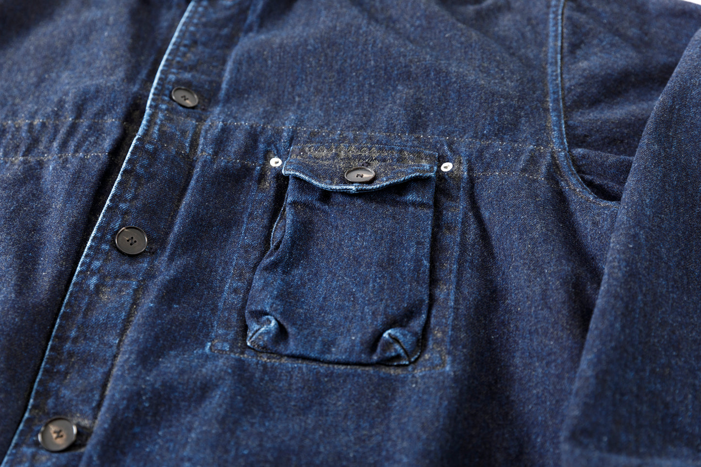 NULABEL / 522-204 URUSHI COATED DENIM TRUCKER JACKET - COAL BLACK