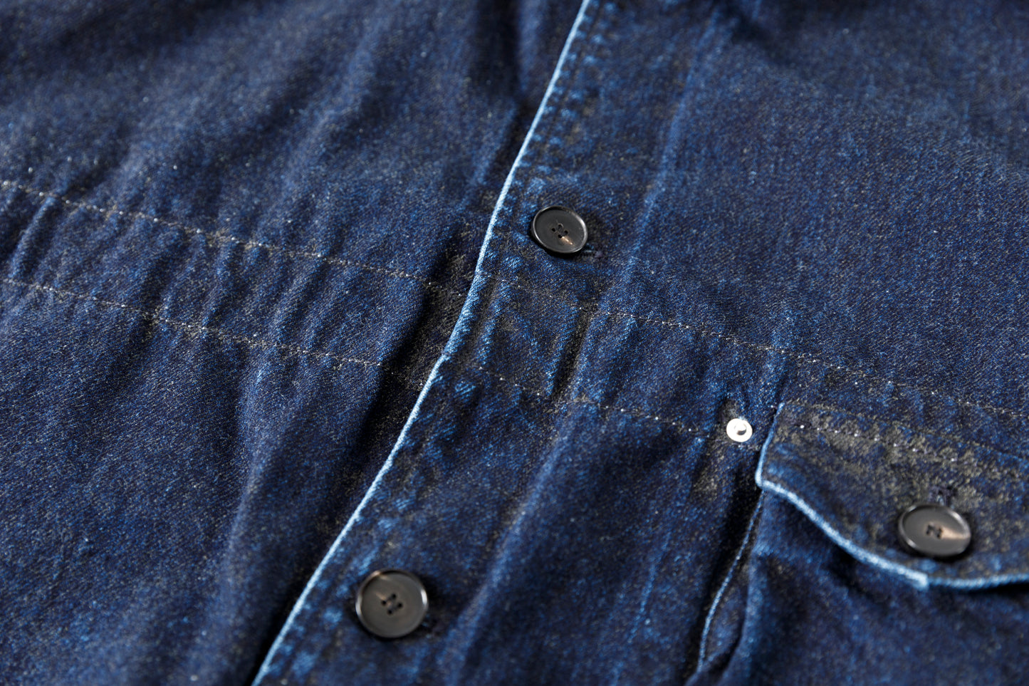 NULABEL / 522-204 URUSHI COATED DENIM TRUCKER JACKET - COAL BLACK