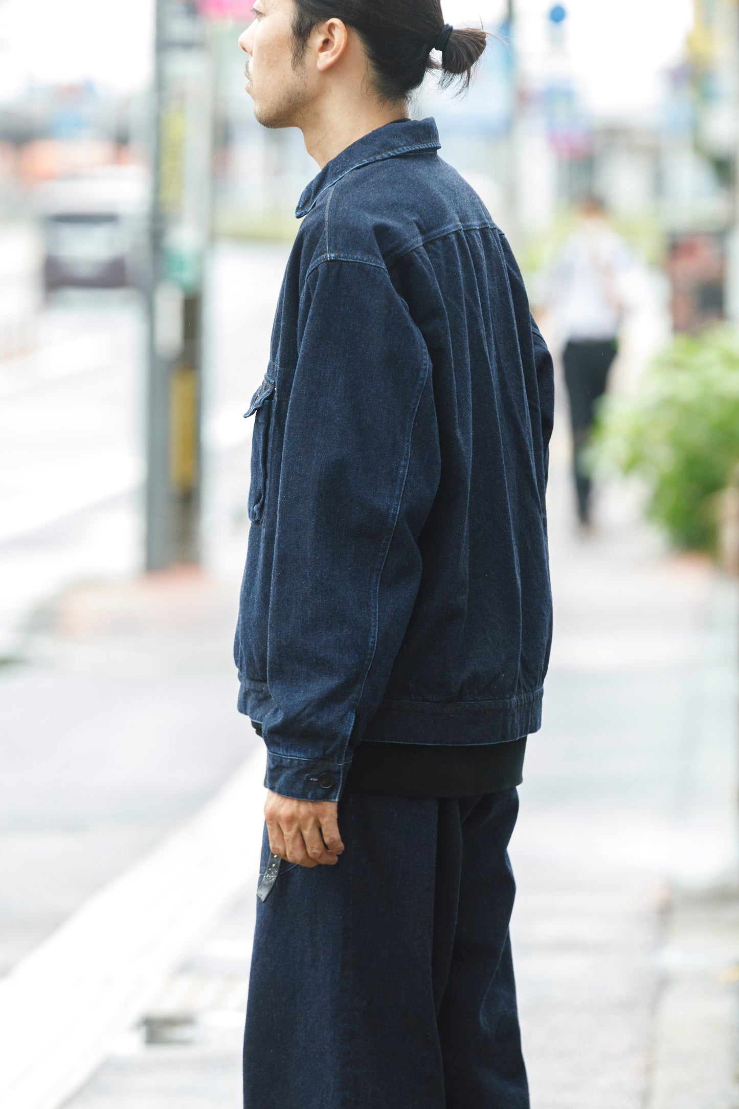 NULABEL / 522-204 URUSHI COATED DENIM TRUCKER JACKET - COAL BLACK