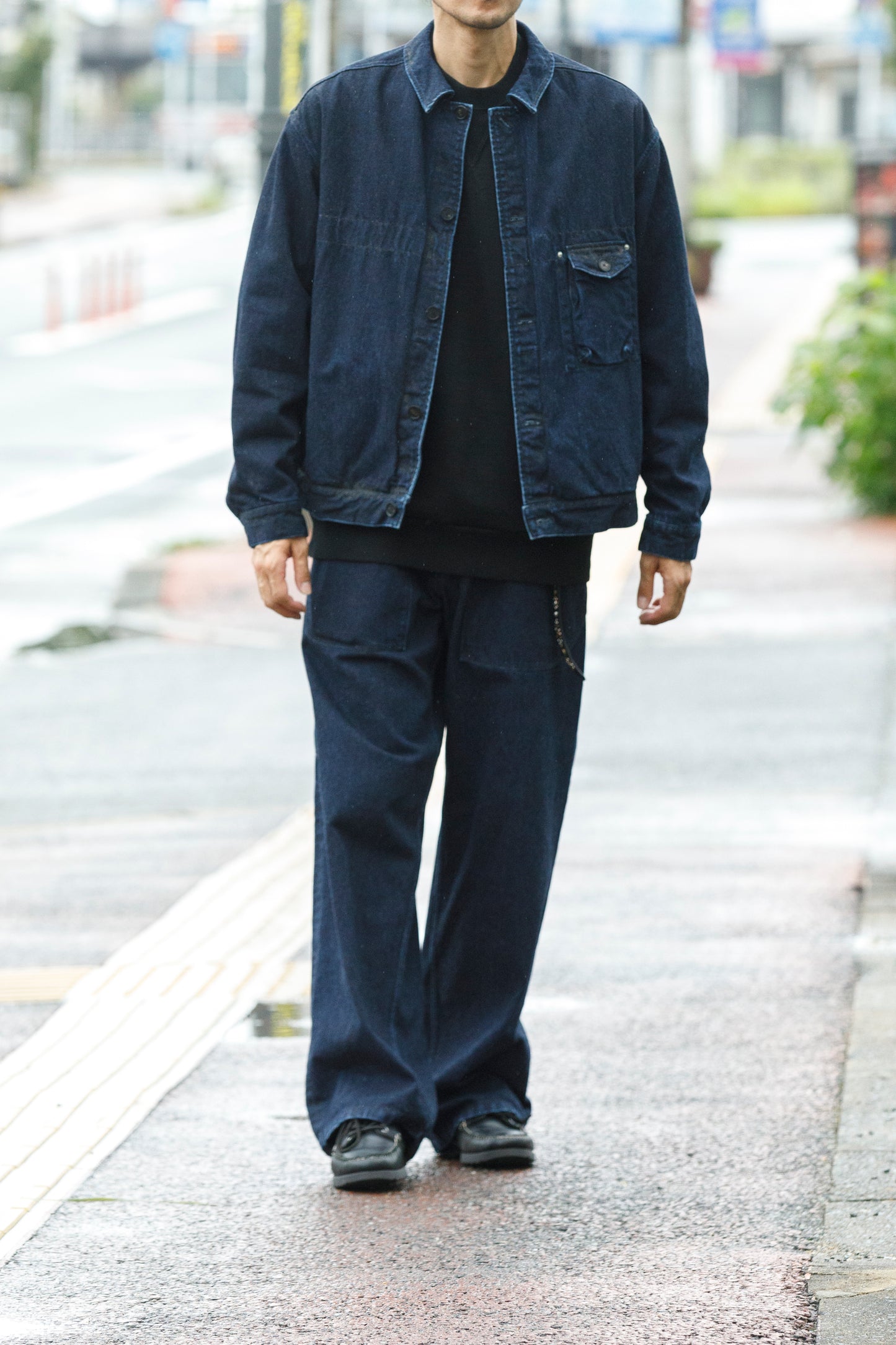 NULABEL / 522-701 URUSHI COATED DENIM TROUSERS - COAL BLACK