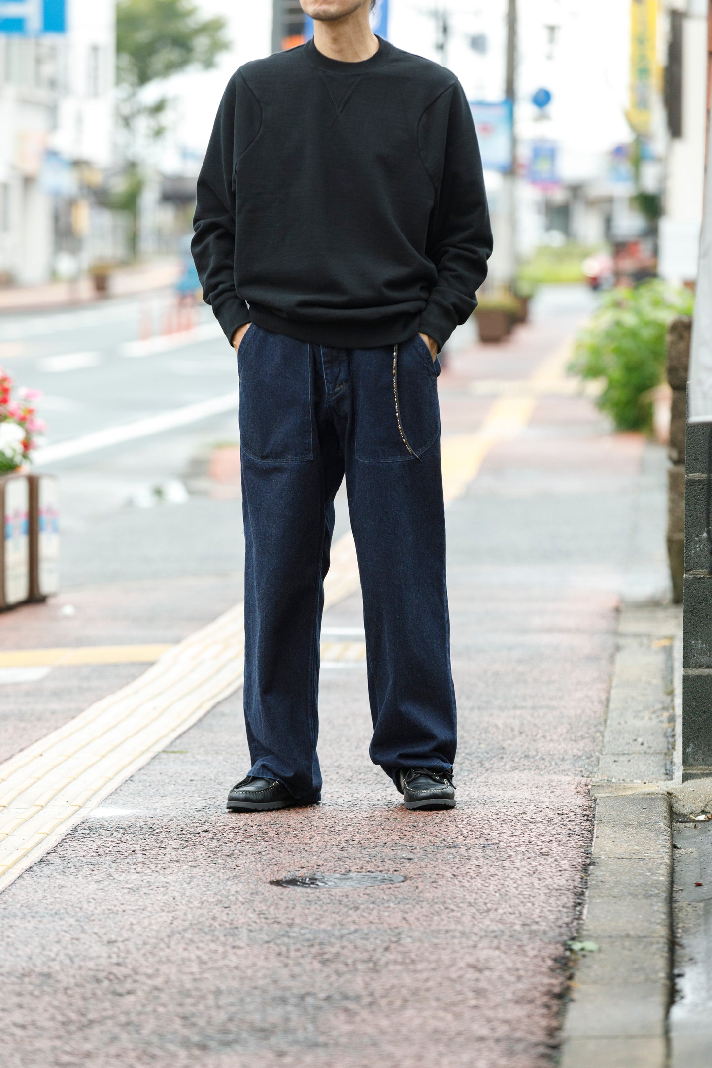 NULABEL / 522-701 URUSHI COATED DENIM TROUSERS - COAL BLACK