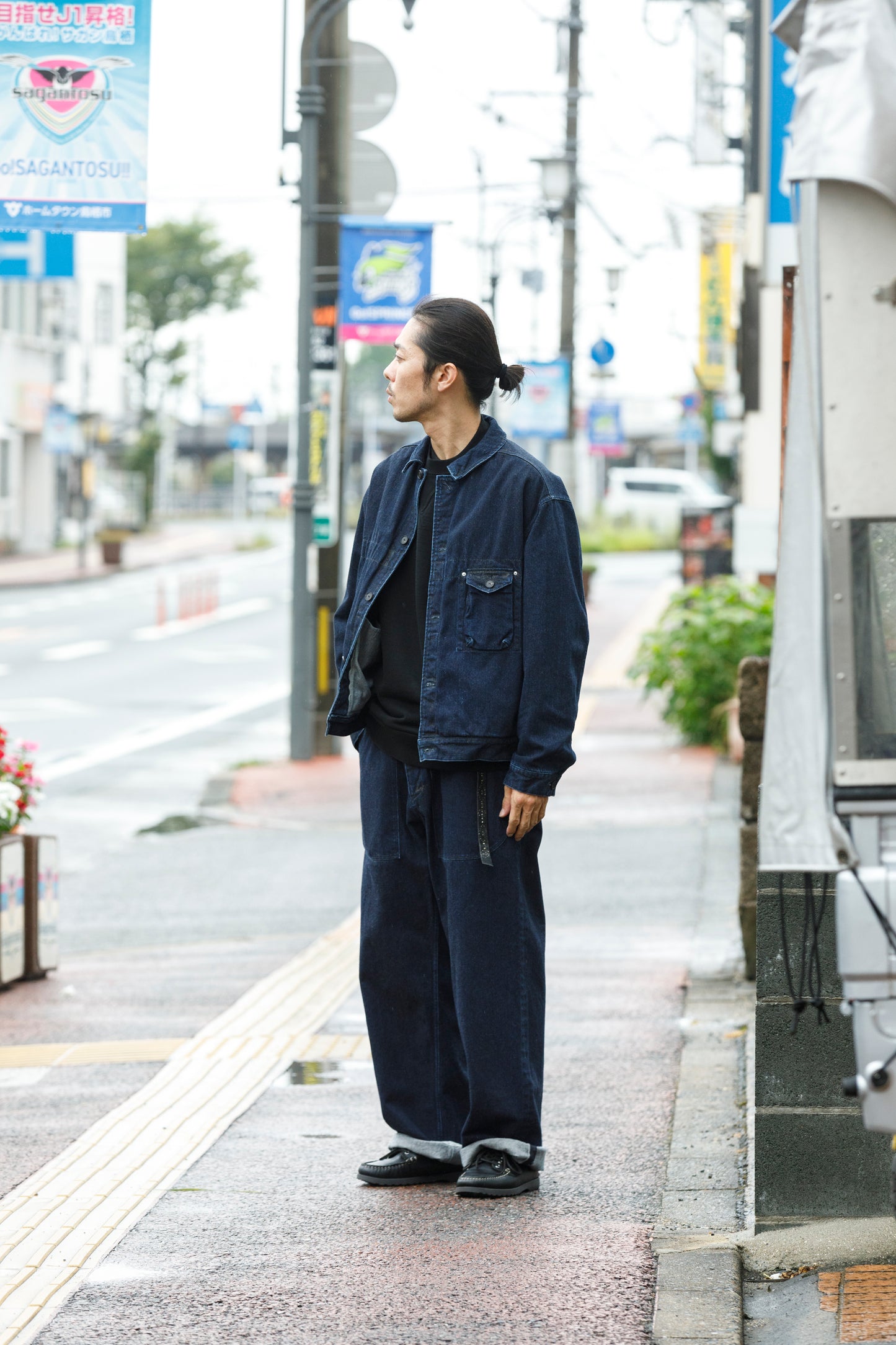 NULABEL / 522-204 URUSHI COATED DENIM TRUCKER JACKET - COAL BLACK