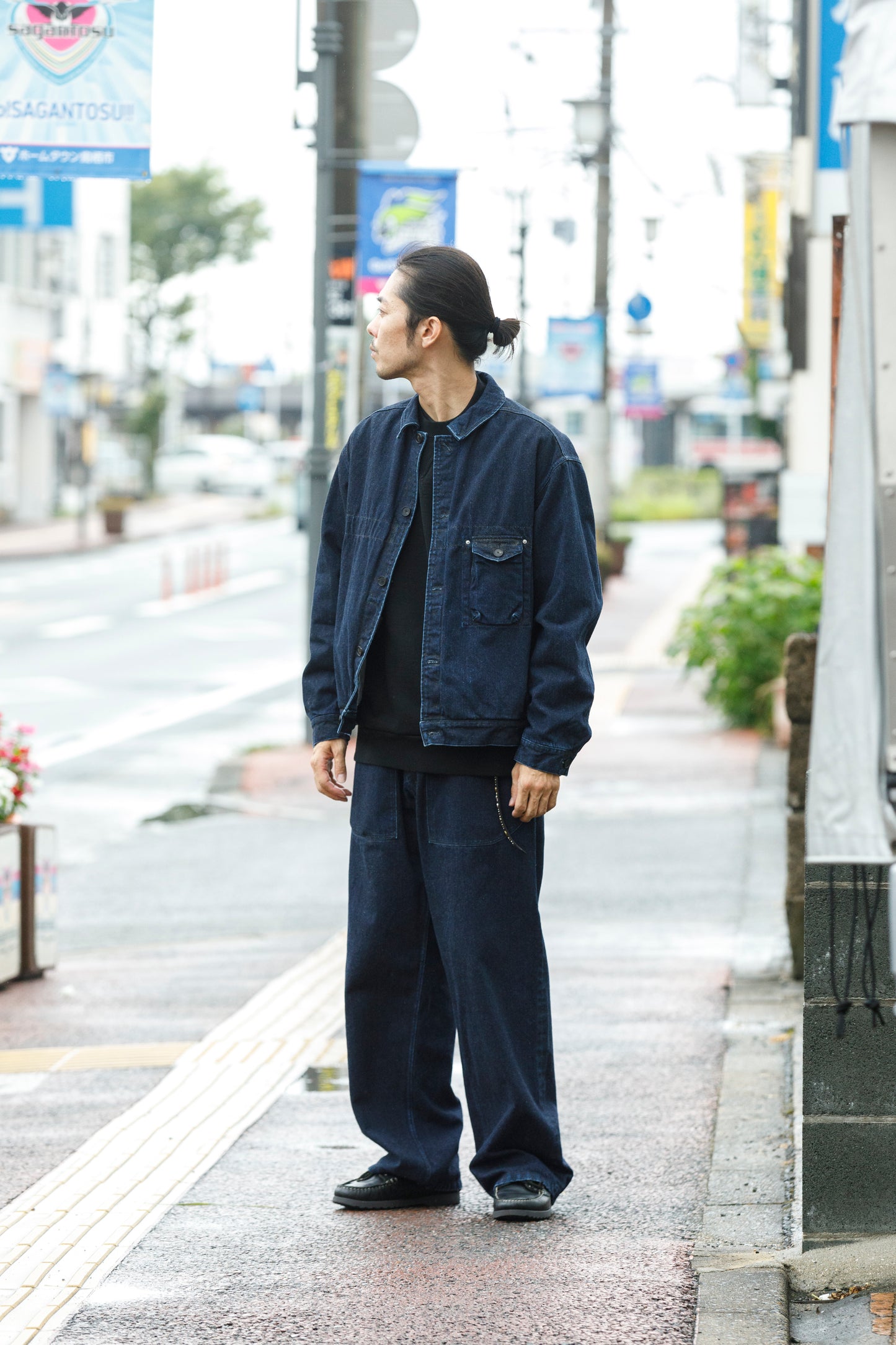 NULABEL / 522-204 URUSHI COATED DENIM TRUCKER JACKET - COAL BLACK
