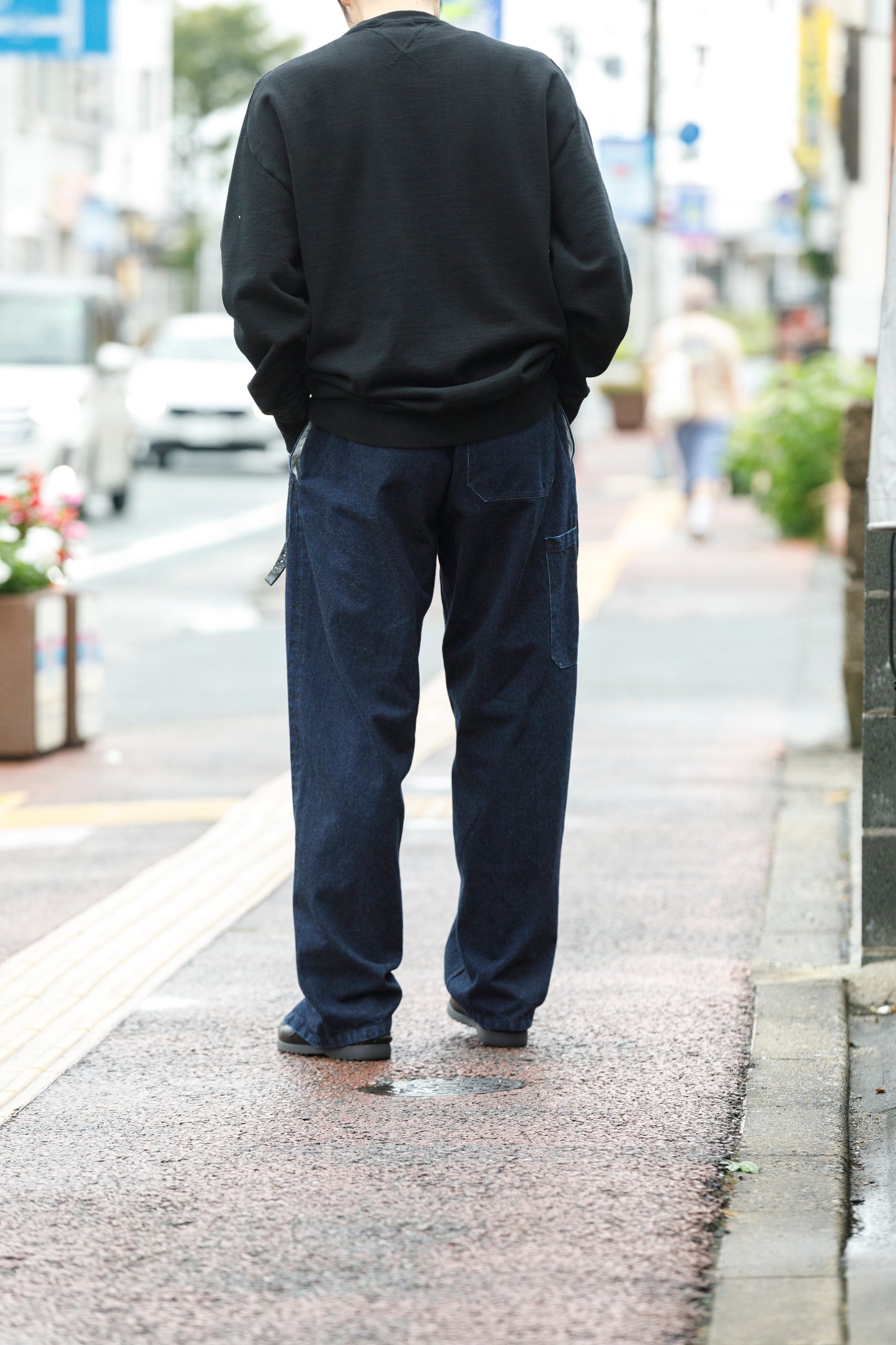 NULABEL / 522-701 URUSHI COATED DENIM TROUSERS - COAL BLACK