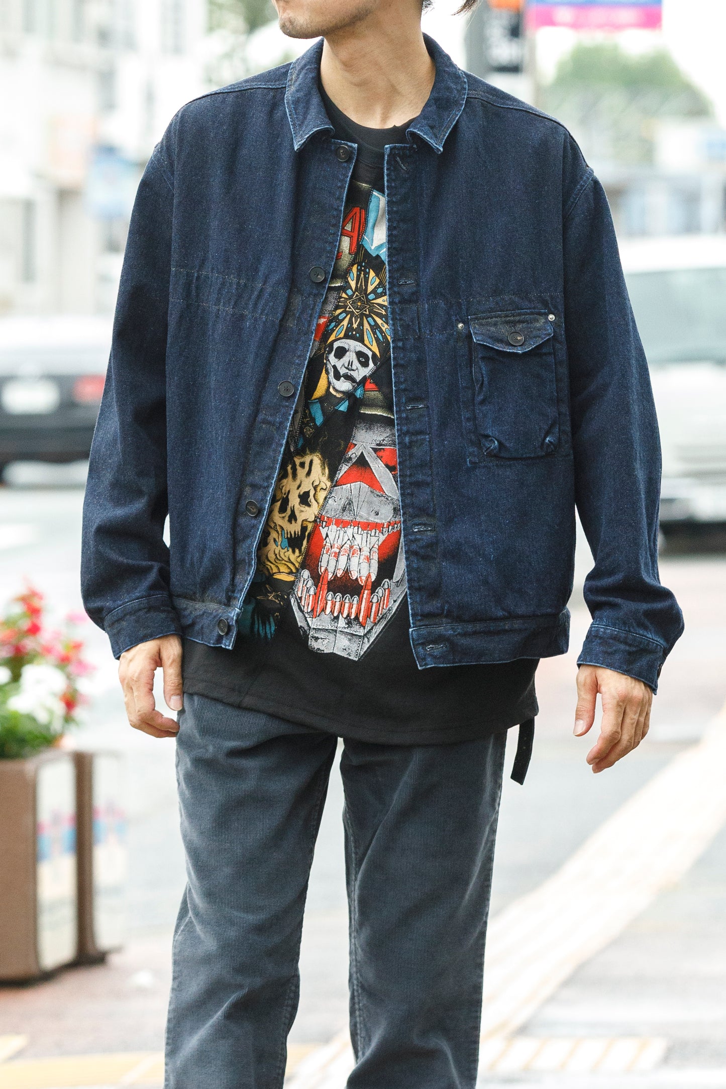 NULABEL / 522-204 URUSHI COATED DENIM TRUCKER JACKET - COAL BLACK