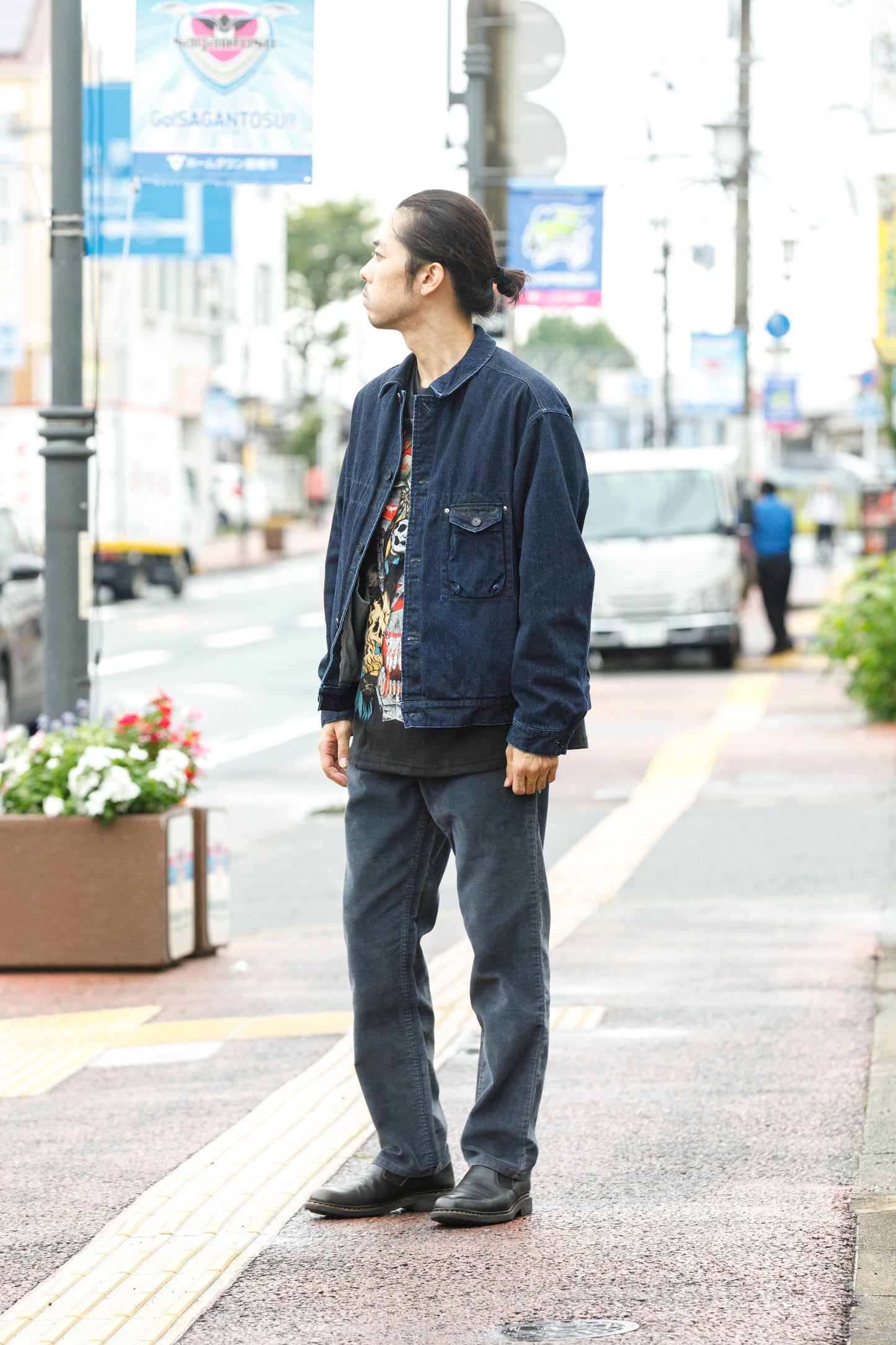 NULABEL / 522-204 URUSHI COATED DENIM TRUCKER JACKET - COAL BLACK