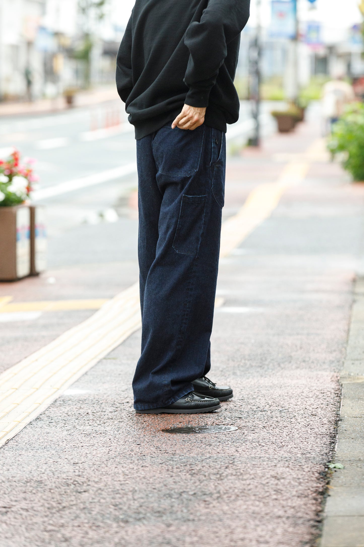 NULABEL / 522-701 URUSHI COATED DENIM TROUSERS - COAL BLACK